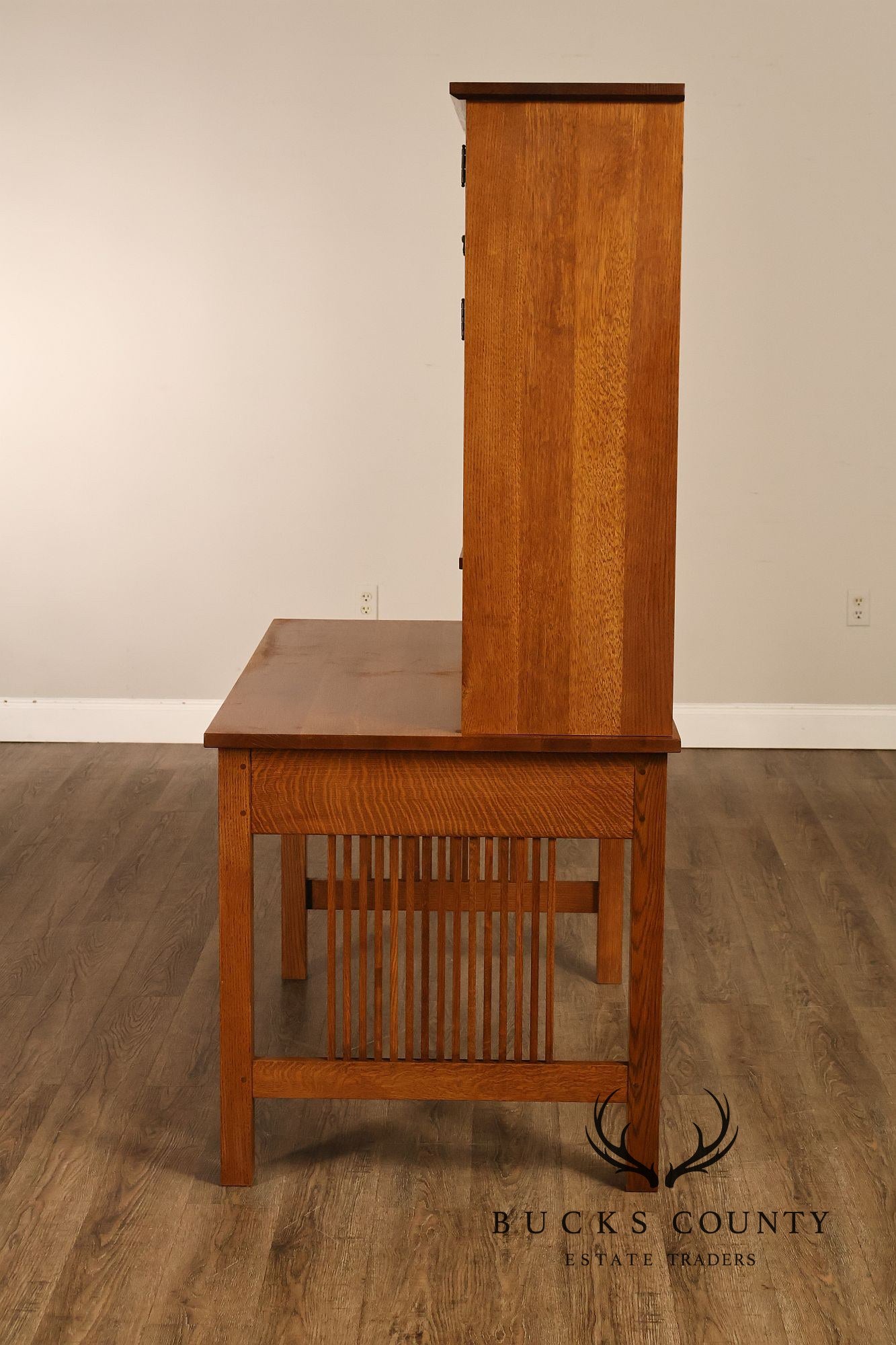 Stickley Mission Collection Oak Spindle Desk with Hutch