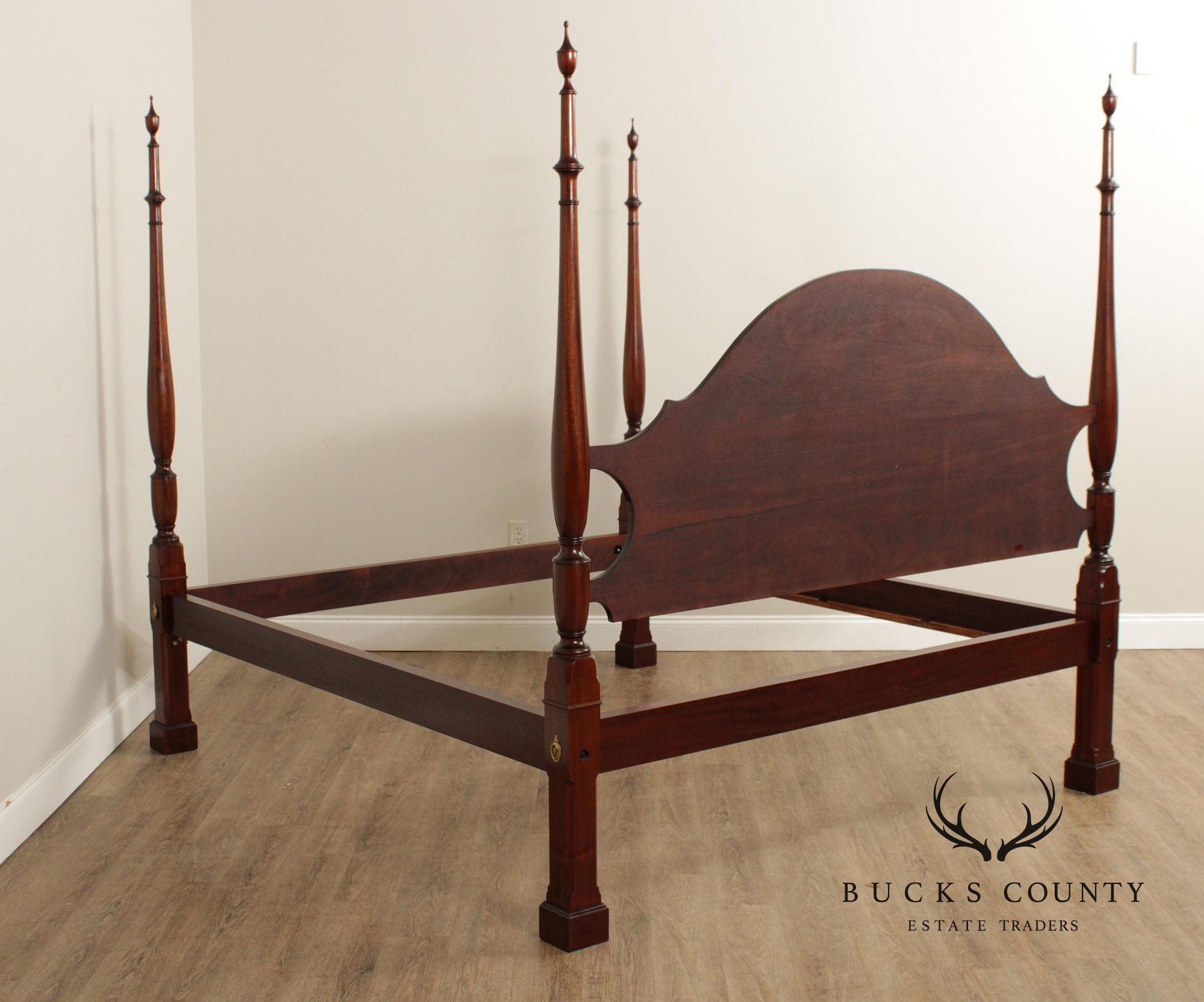 Custom Quality Federal Style Carved Mahogany California King  Poster Bed Frame