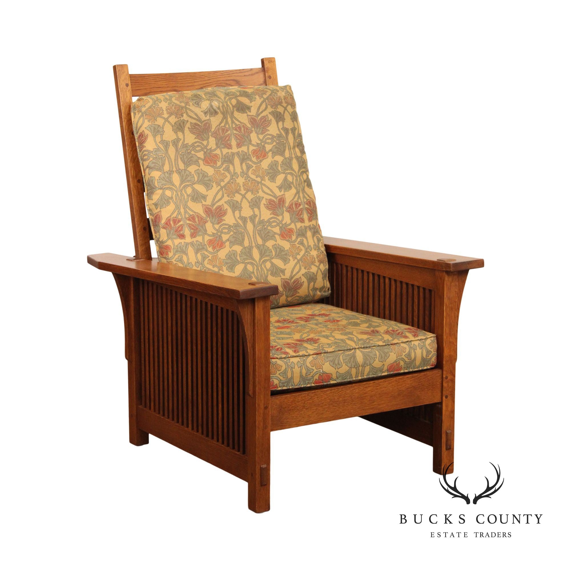 Stickley Mission Collection Oak Compact Spindle Morris Chair