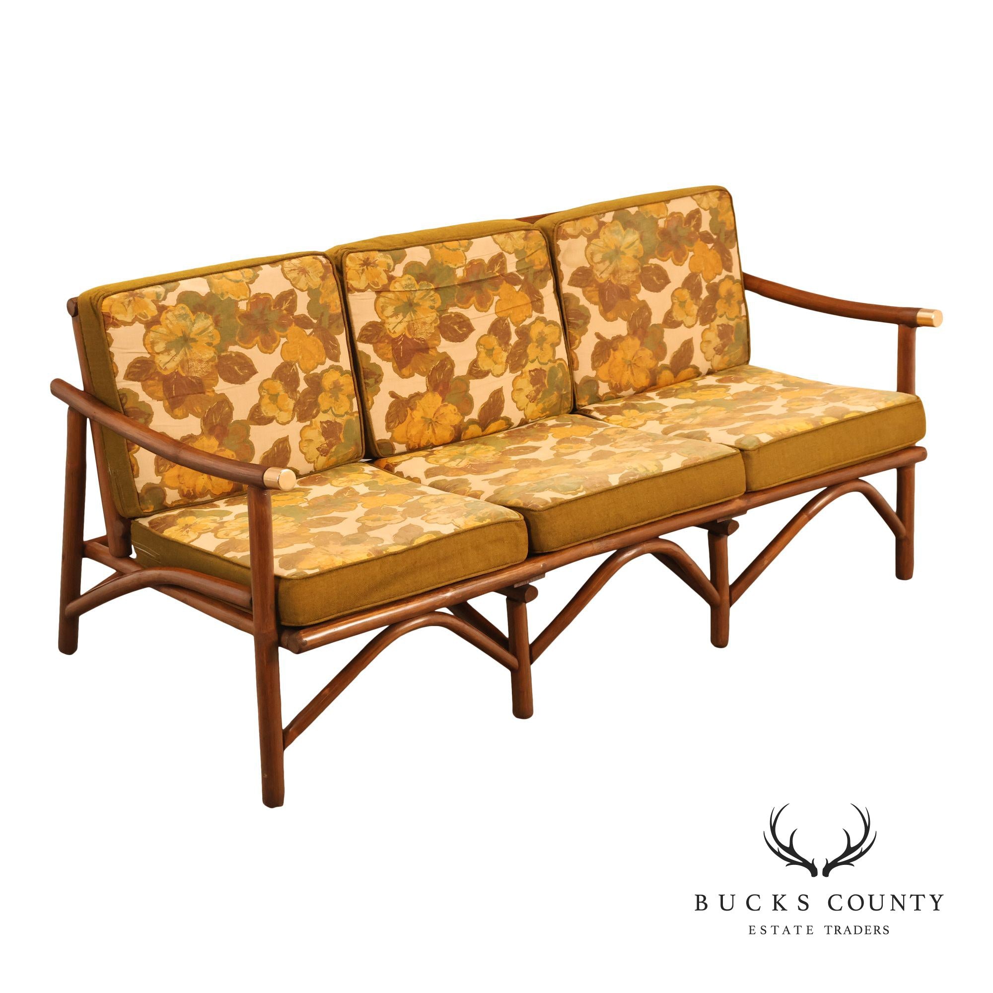 Vogue Coastal Vintage Rattan Bamboo Sofa