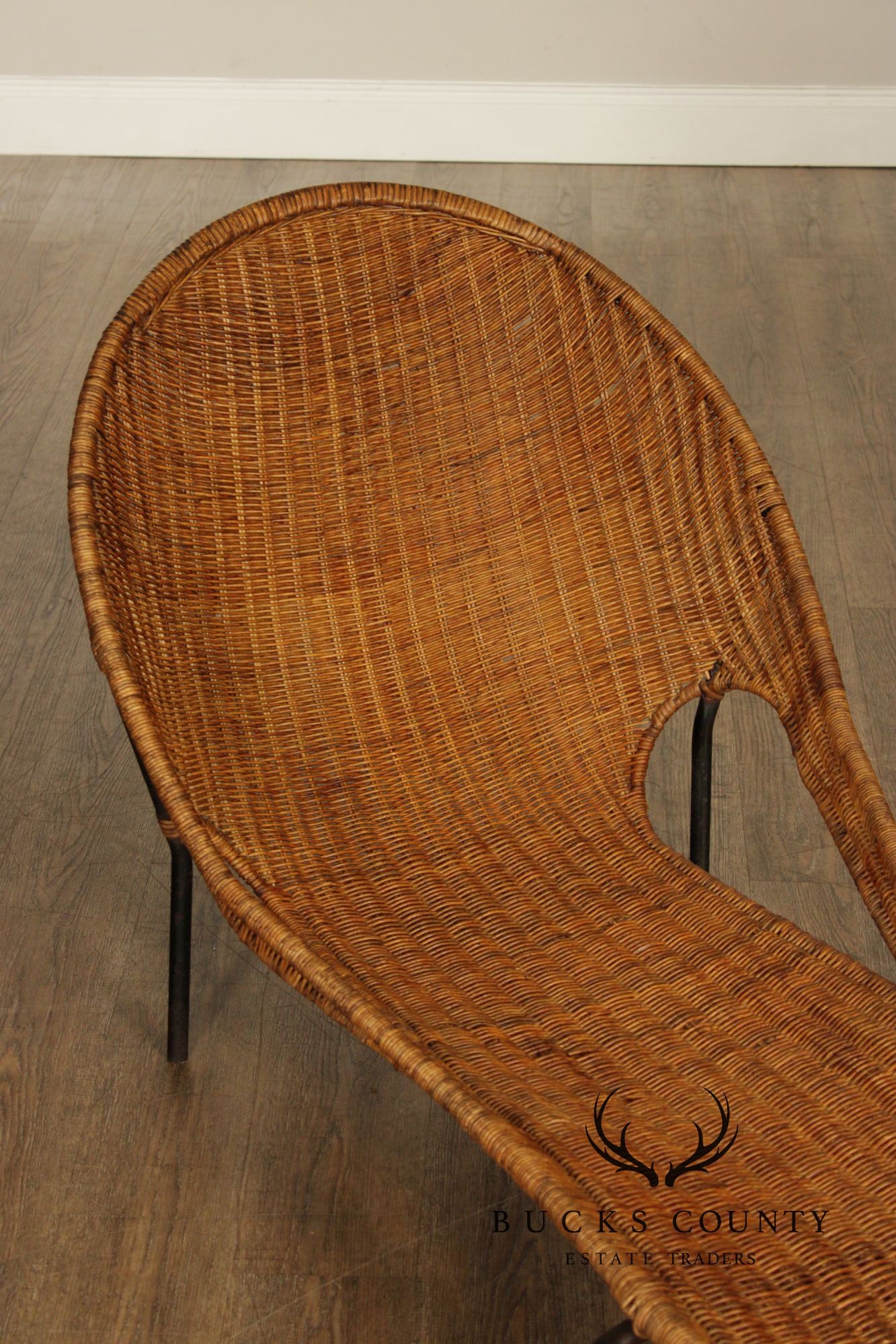 Francis Mair Attributed Mid Century Modern Wicker Lounge Chair