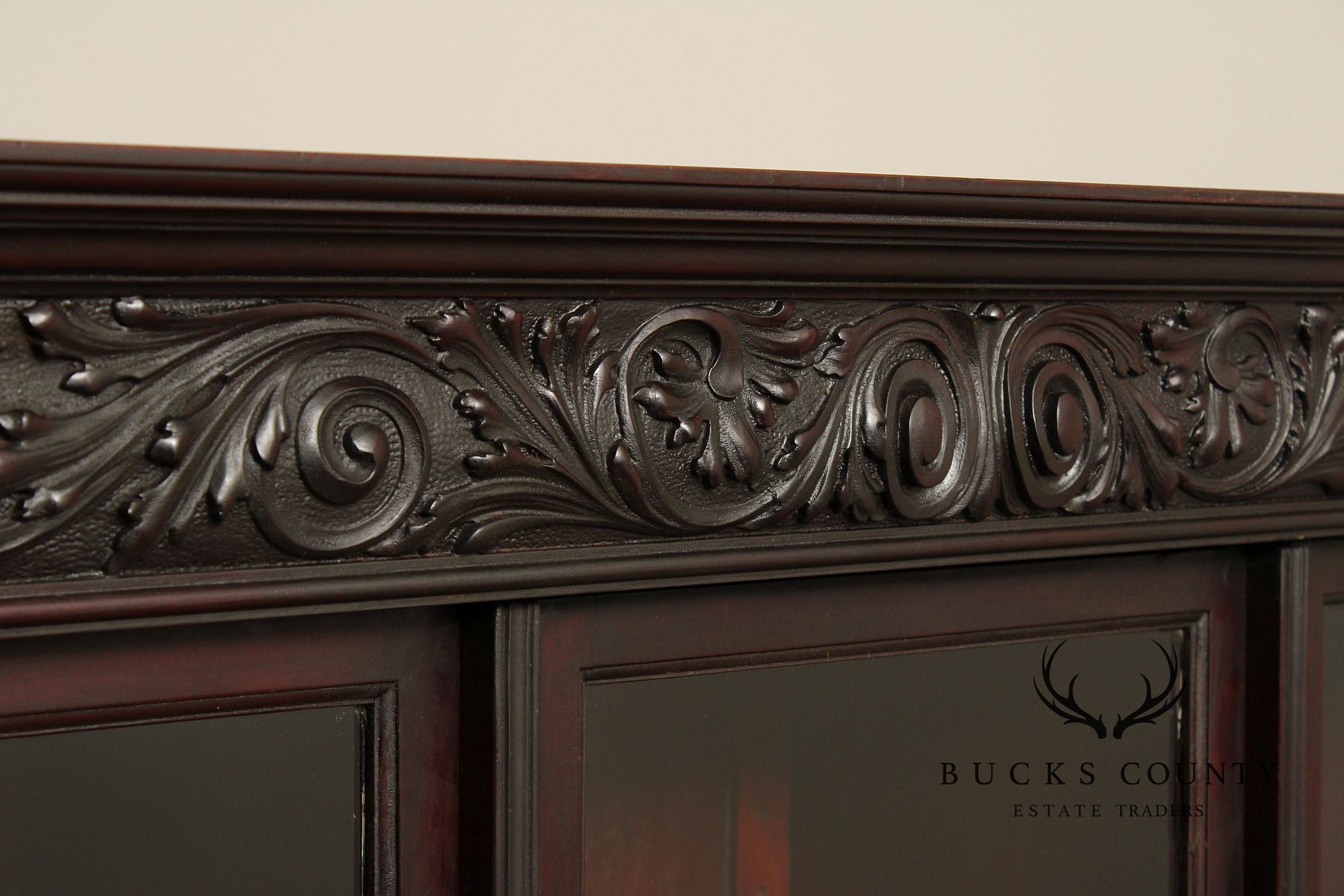 Antique Renaissance Revival Carved Mahogany Bookcase