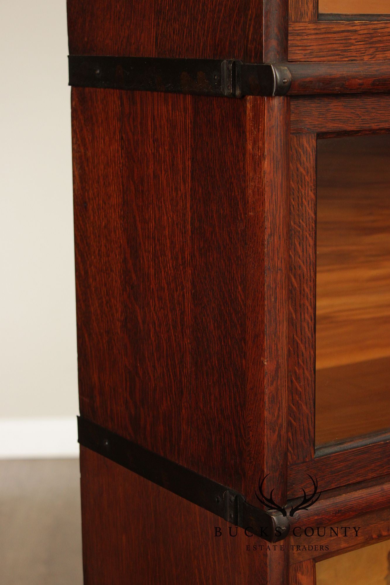 Antique Oak Five-Section Barrister Bookcase