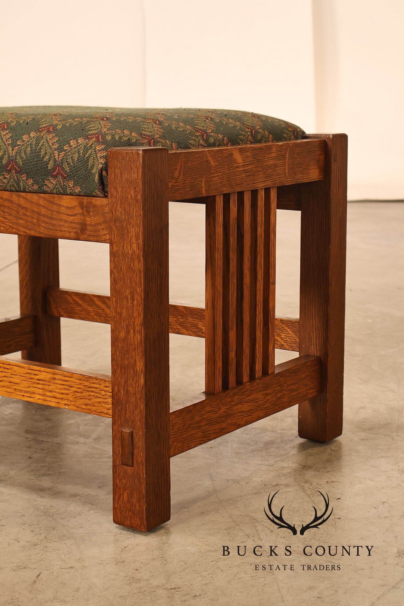 Stickley Mission Collection Oak Spindle Side Footstool Ottoman