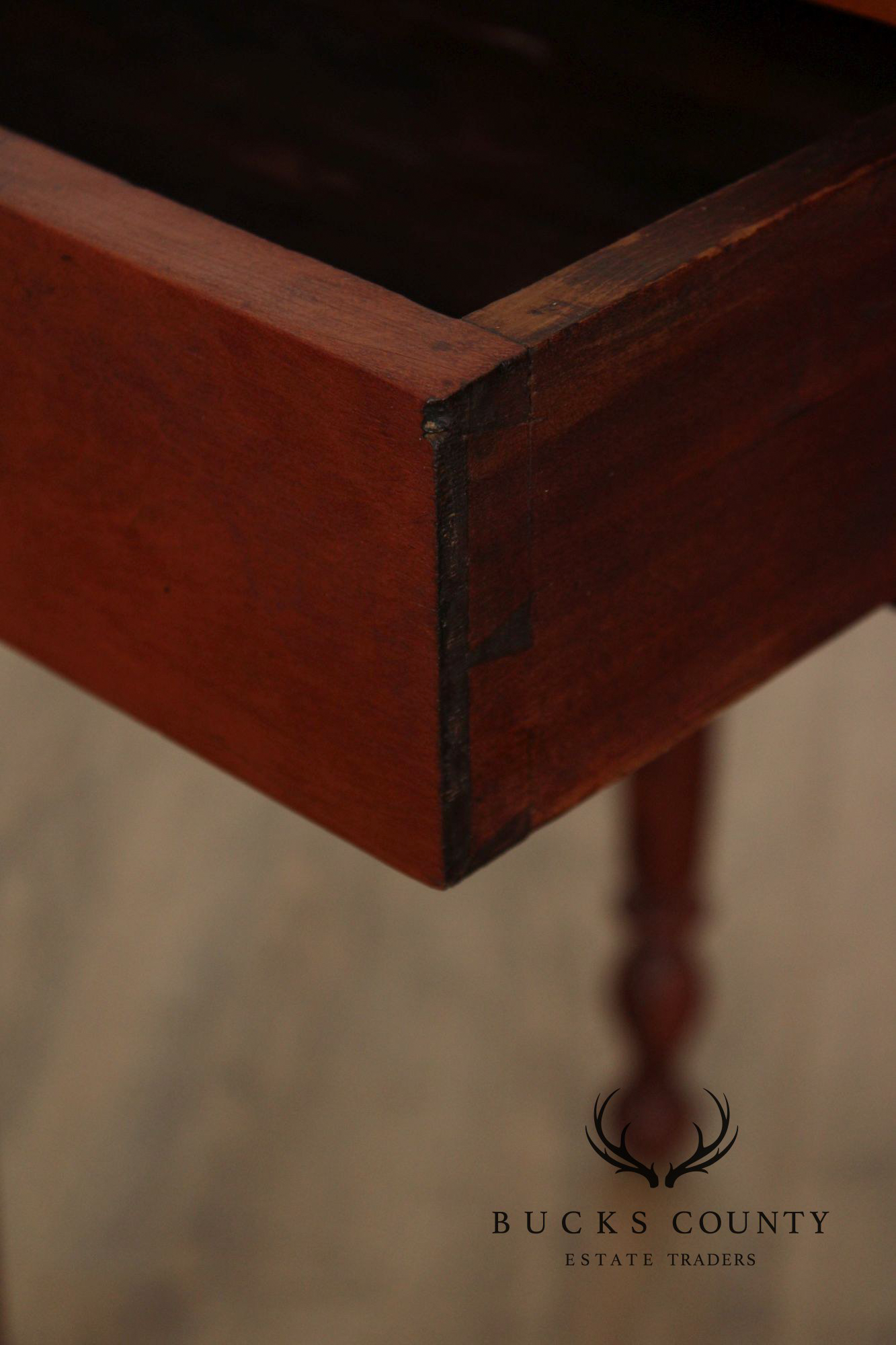 Antique American Poplar Empire One Drawer Work Table