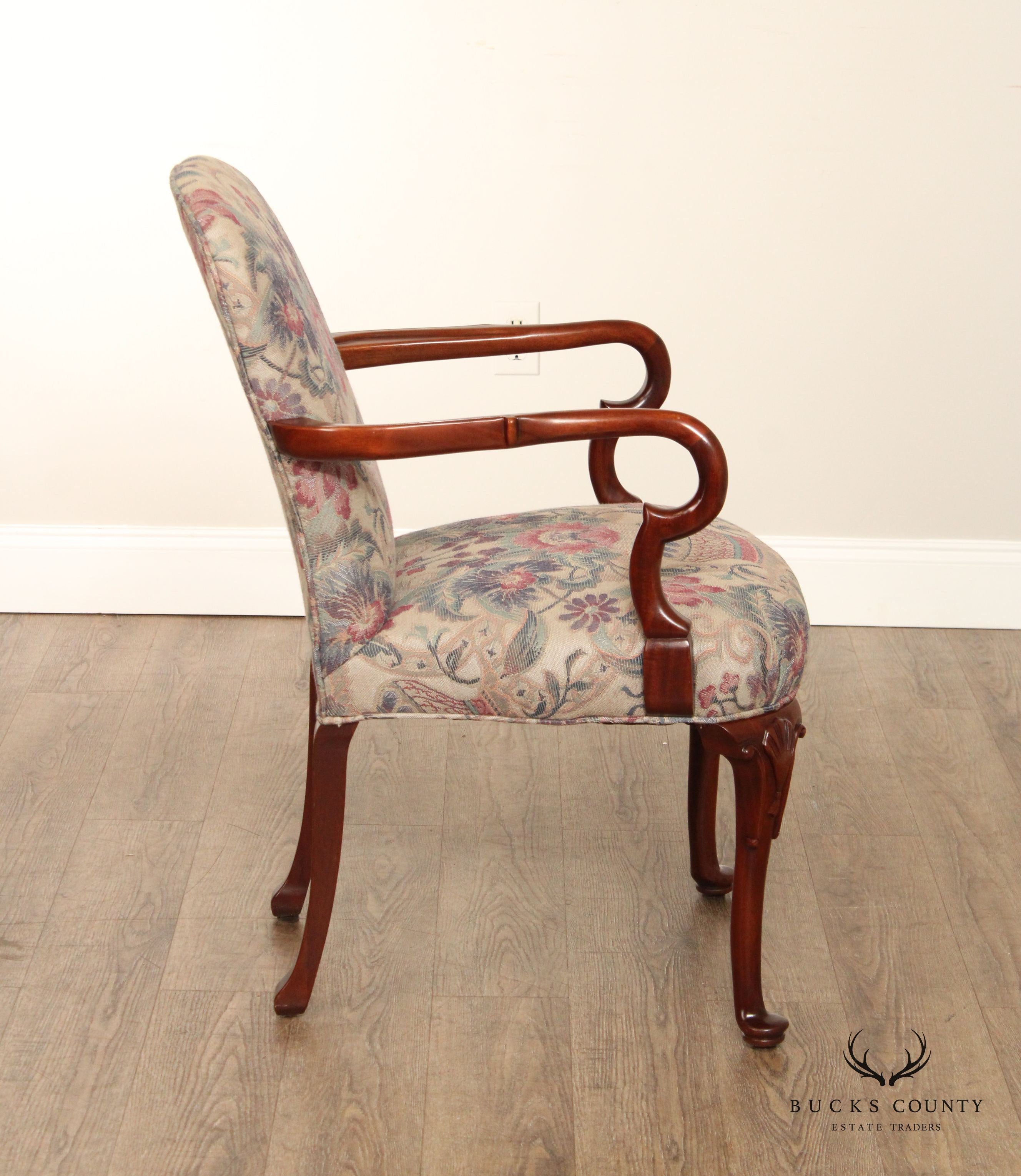 Southwood Queen Anne Style Mahogany Shepard’s Crook Arm Chair