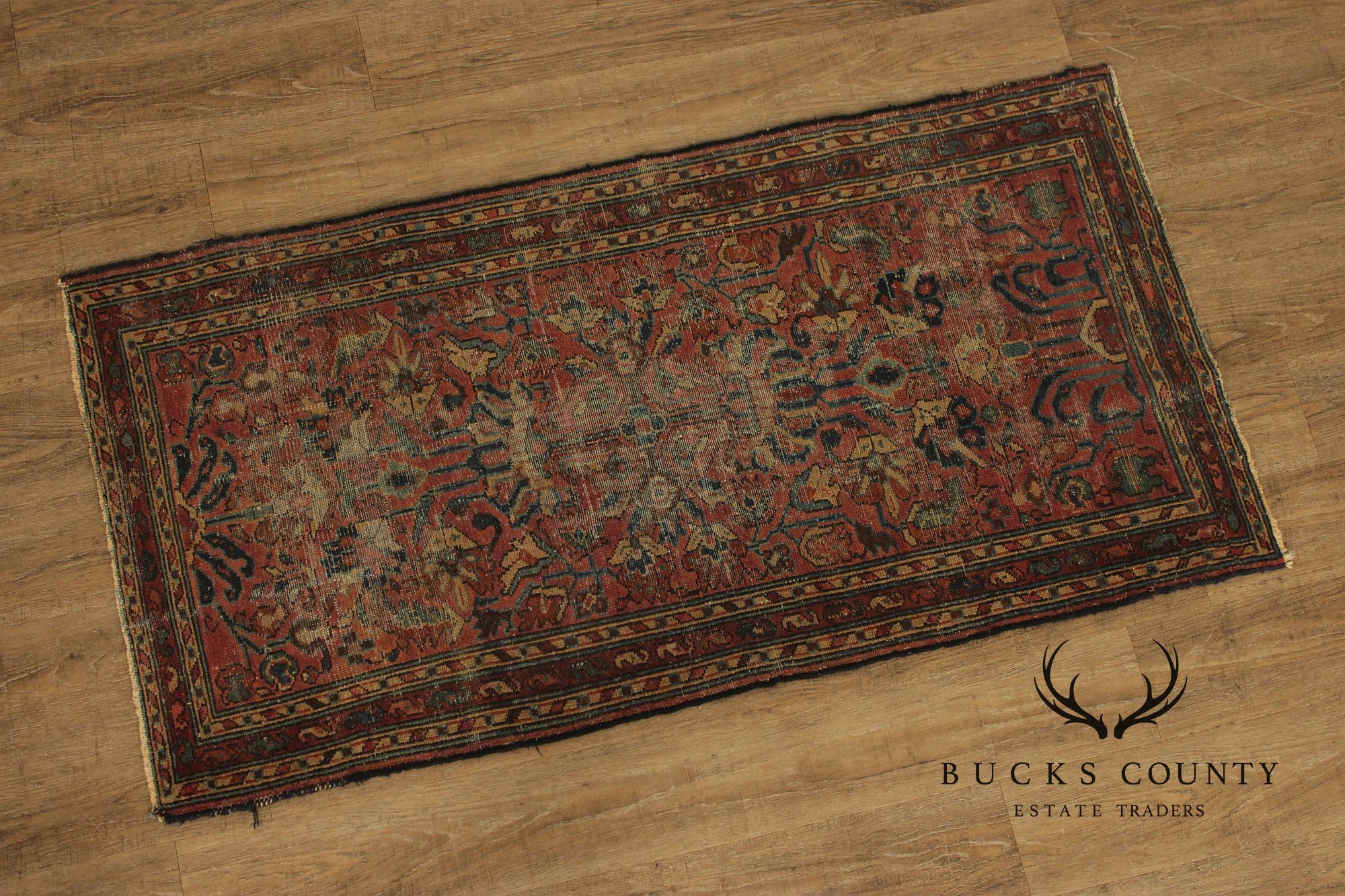 Persian Mahal Style Distressed Wool Scatter Rug