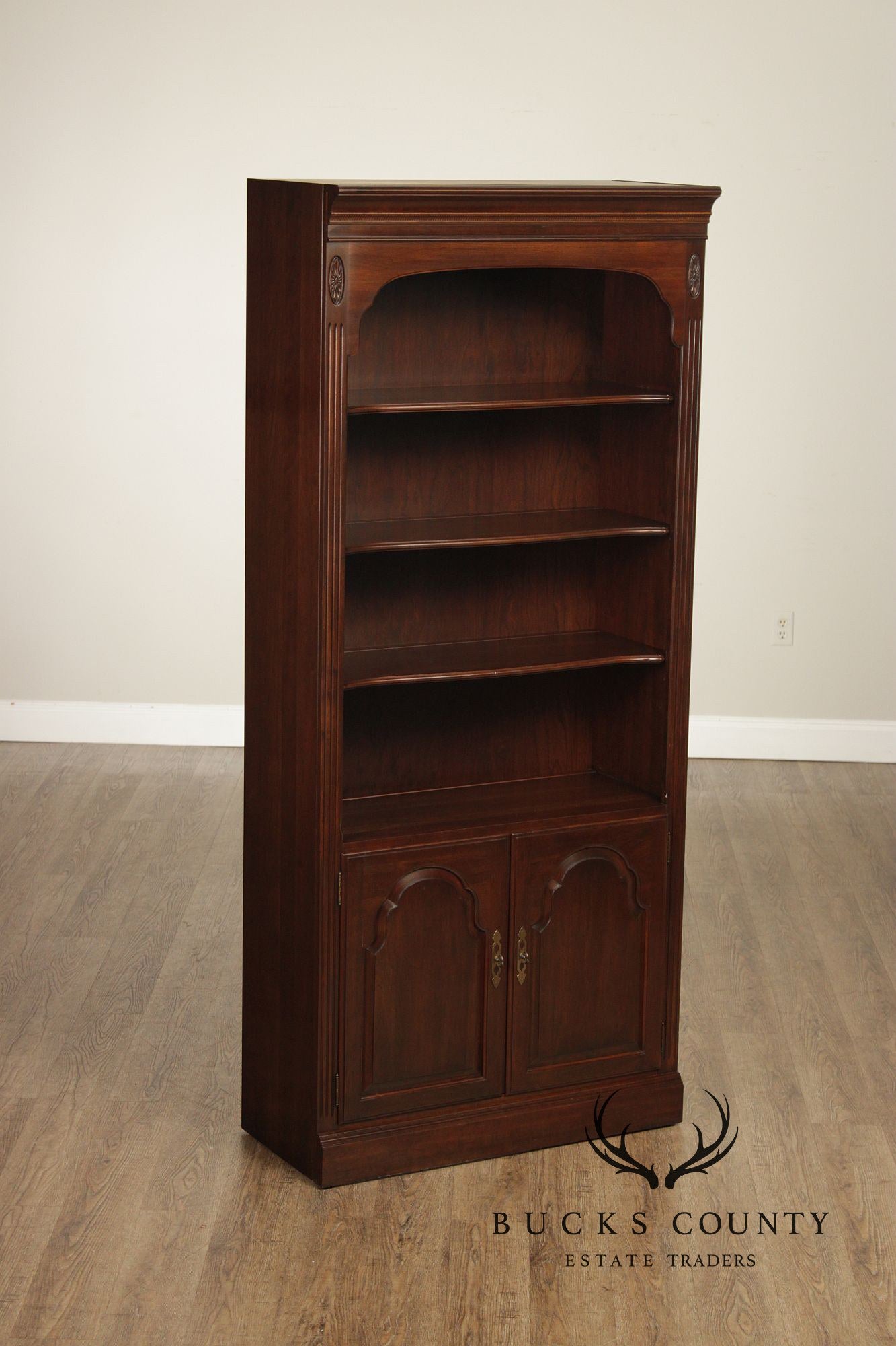 Ethan Allen Georgian Court Pair Of Cherry Tall Bookcases