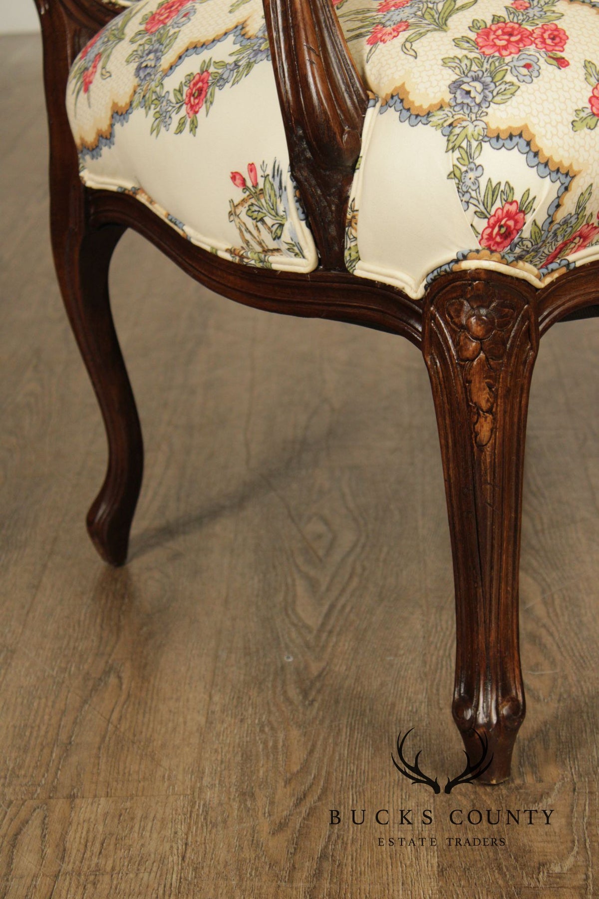 French Louis XV Style Mahogany Fauteuil Armchair