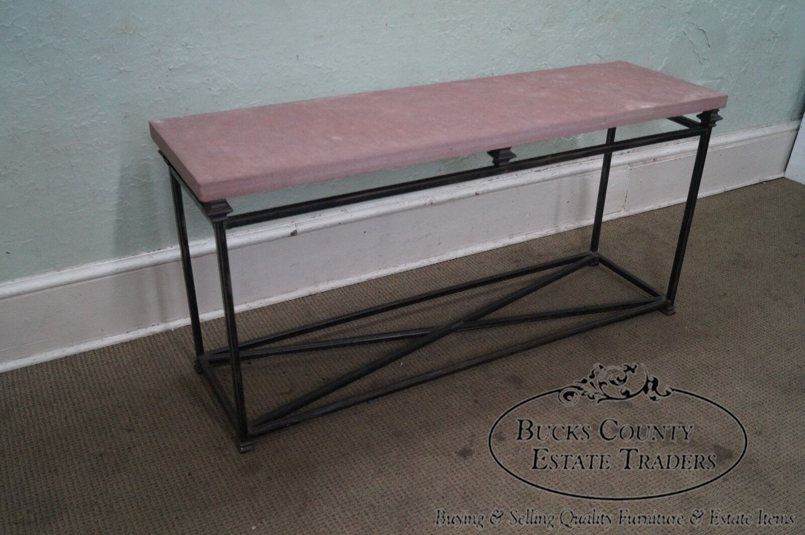 Quality Iron Base Console Table w/ Slate Top