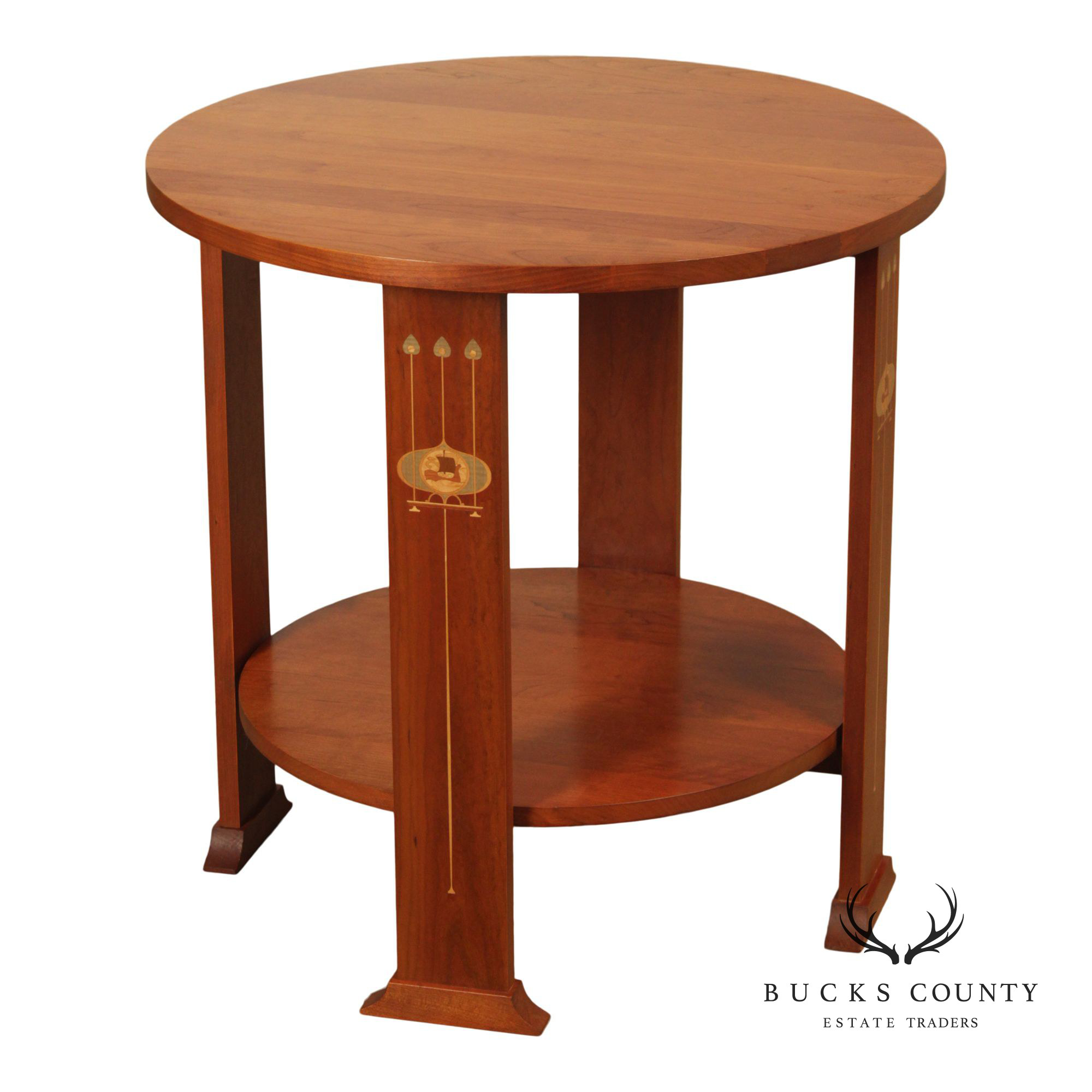 Stickley Harvey Ellis Inlaid Cherry Round Lamp Table