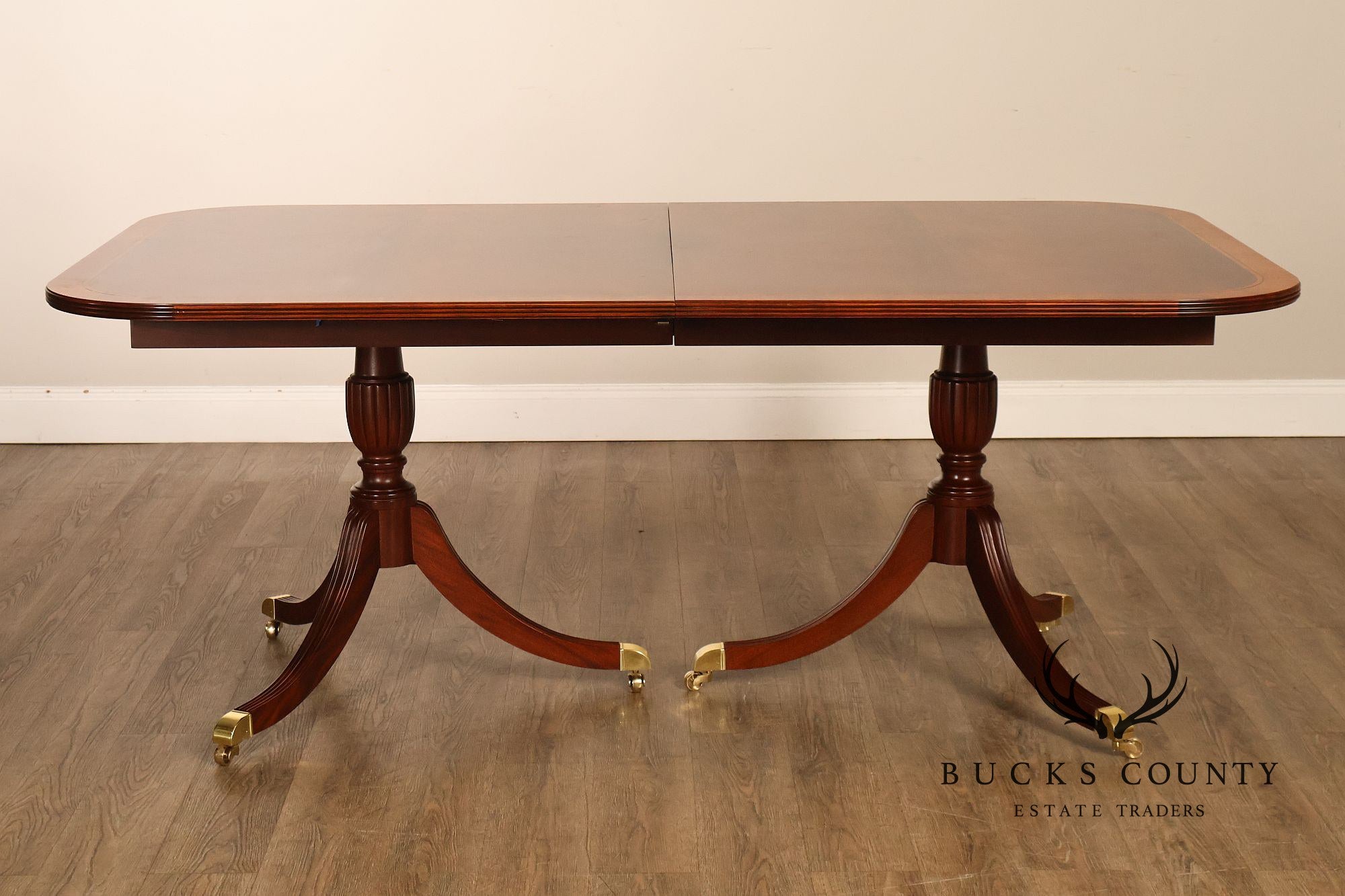 Craftique Mahogany Dining Table With Satin Wood Banding- 4 Leaves