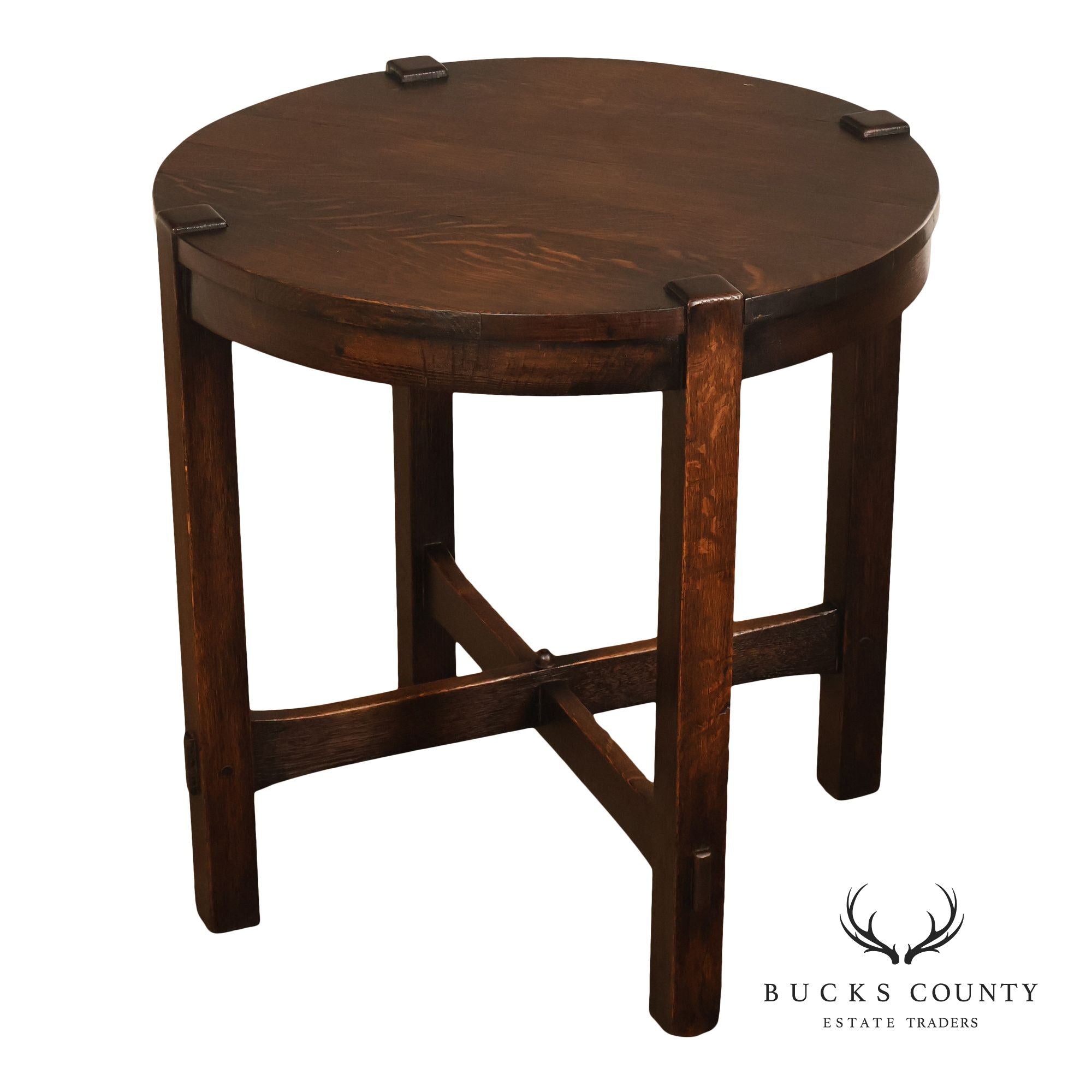 Early Gustav Stickley Mission Oak 26 Inch Round Table #439