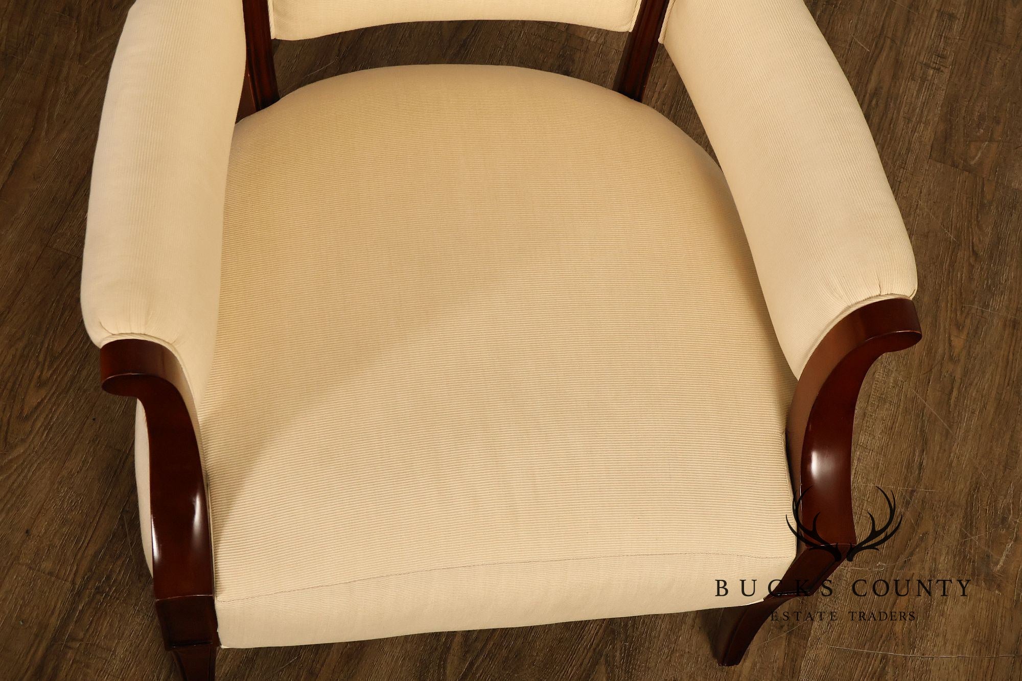 Baker French Art Deco Style Pair of Mahogany Armchairs