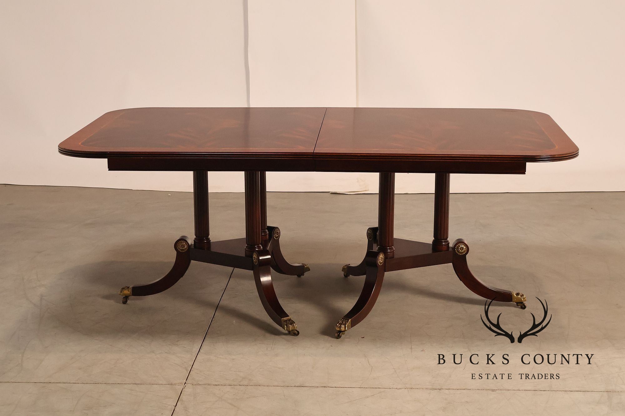 Henkel Harris Regency Style Mahogany Double Pedestal Dining Table
