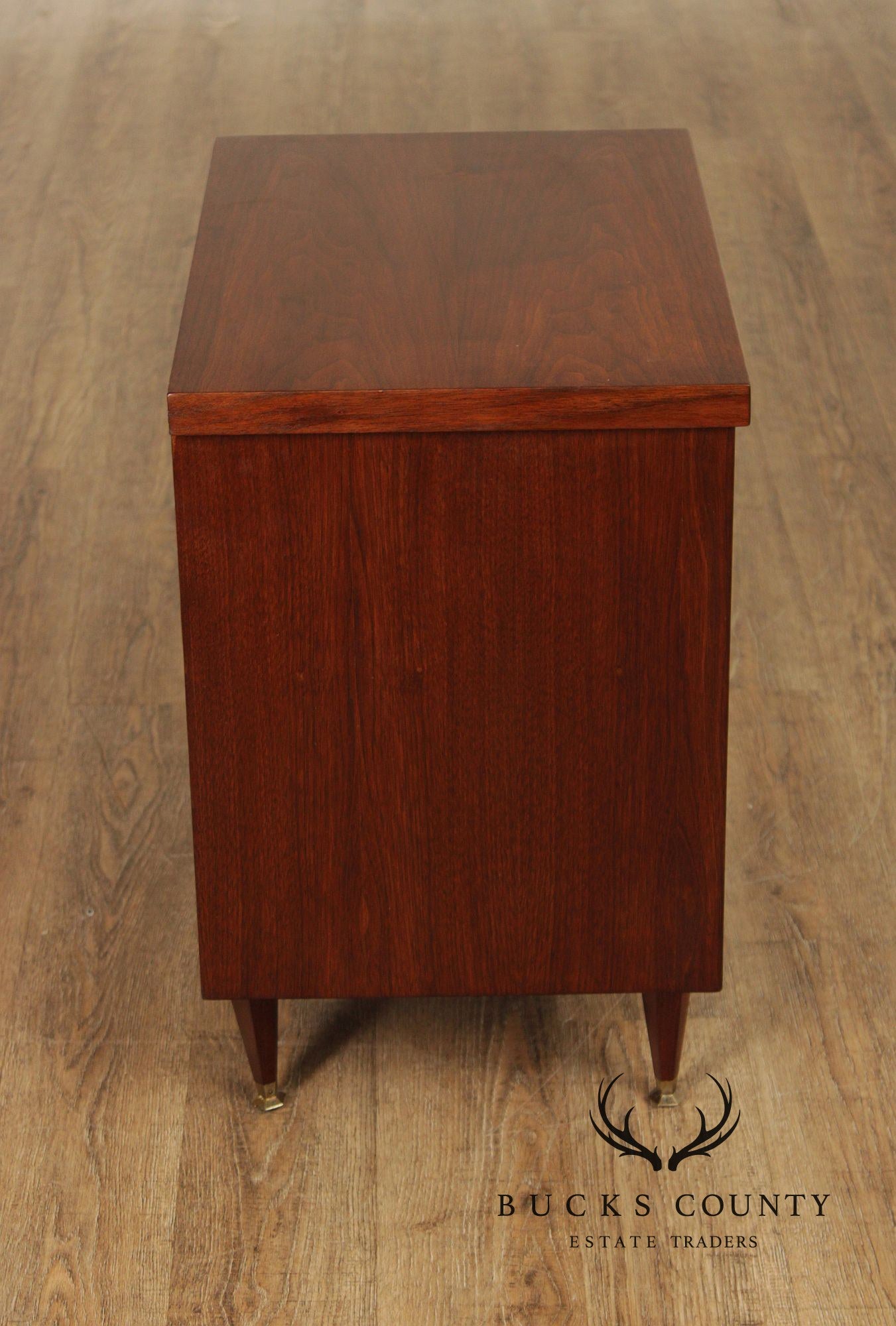 Mid Century Modern Pair of Walnut Nightstands