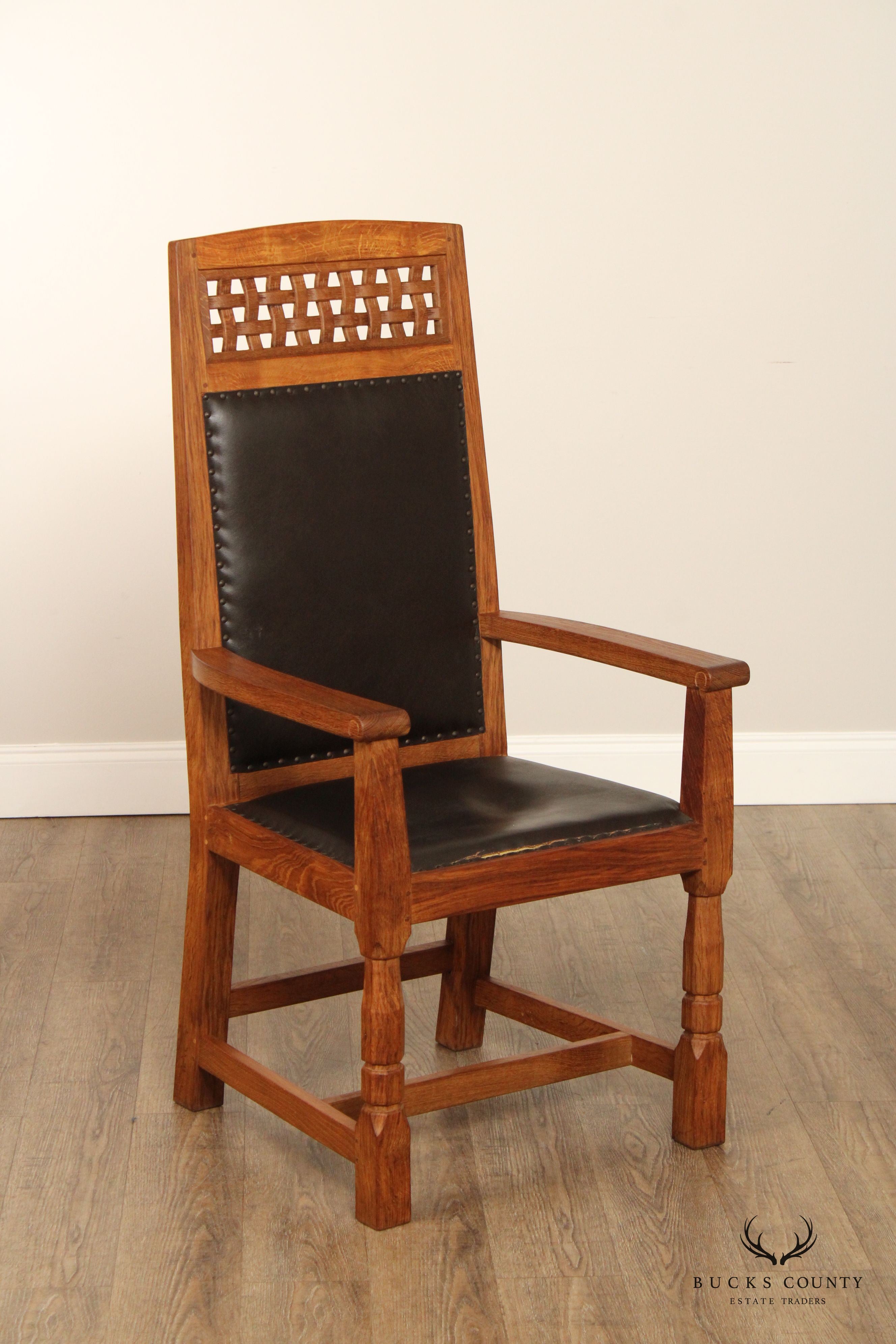 Derek Slater 'Fishman' Arts & Crafts Style Set of Six Dining Chairs