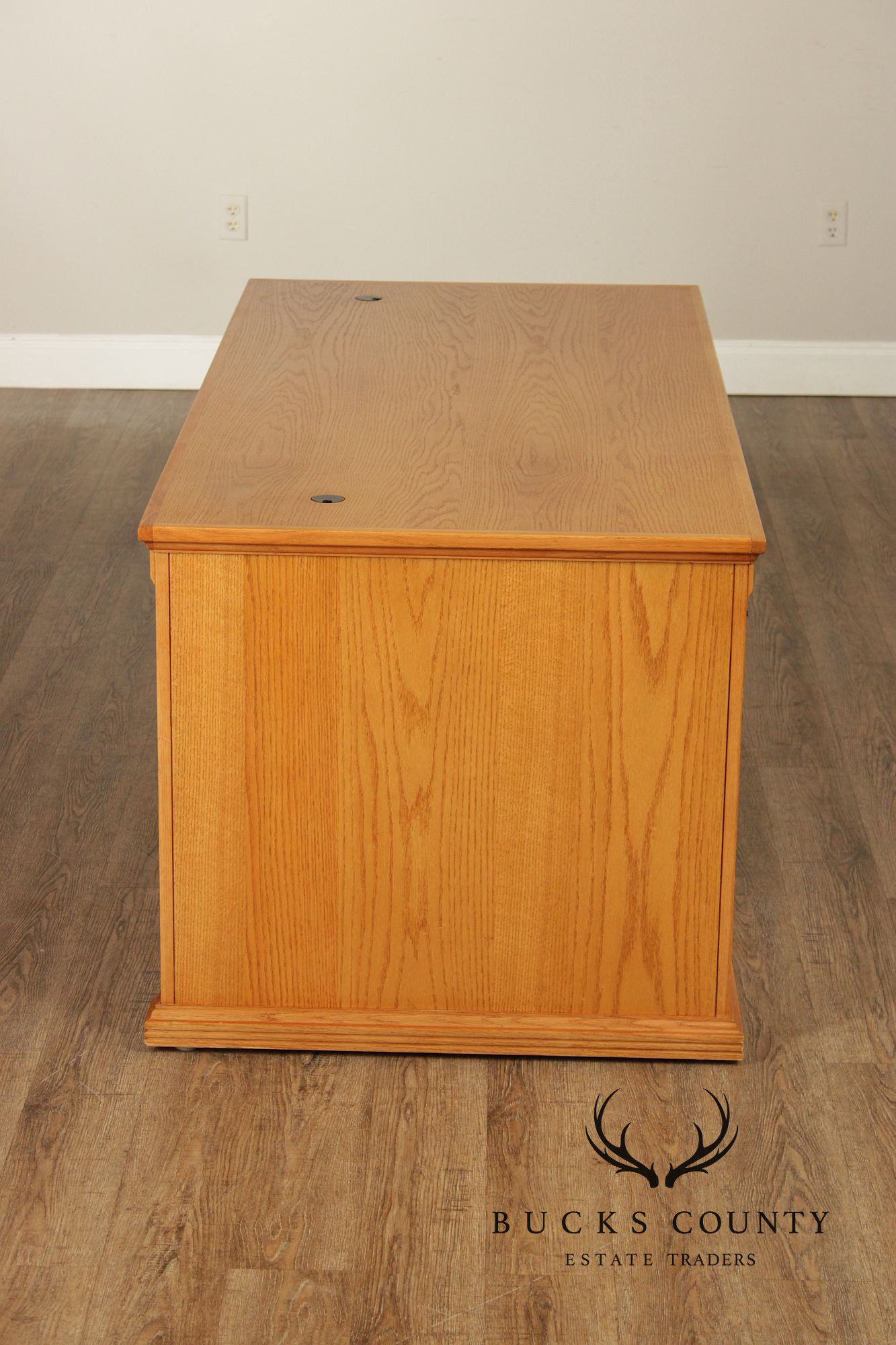 Traditional Custom Oak Executive Pedestal Desk