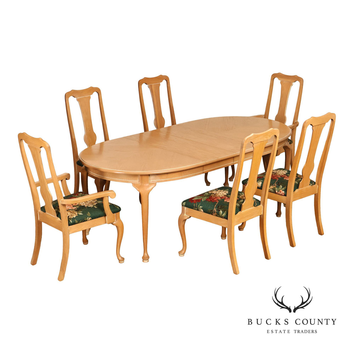 Vintage Hespeler Furniture Dining Table With Two Leaves And Six Dining Chairs