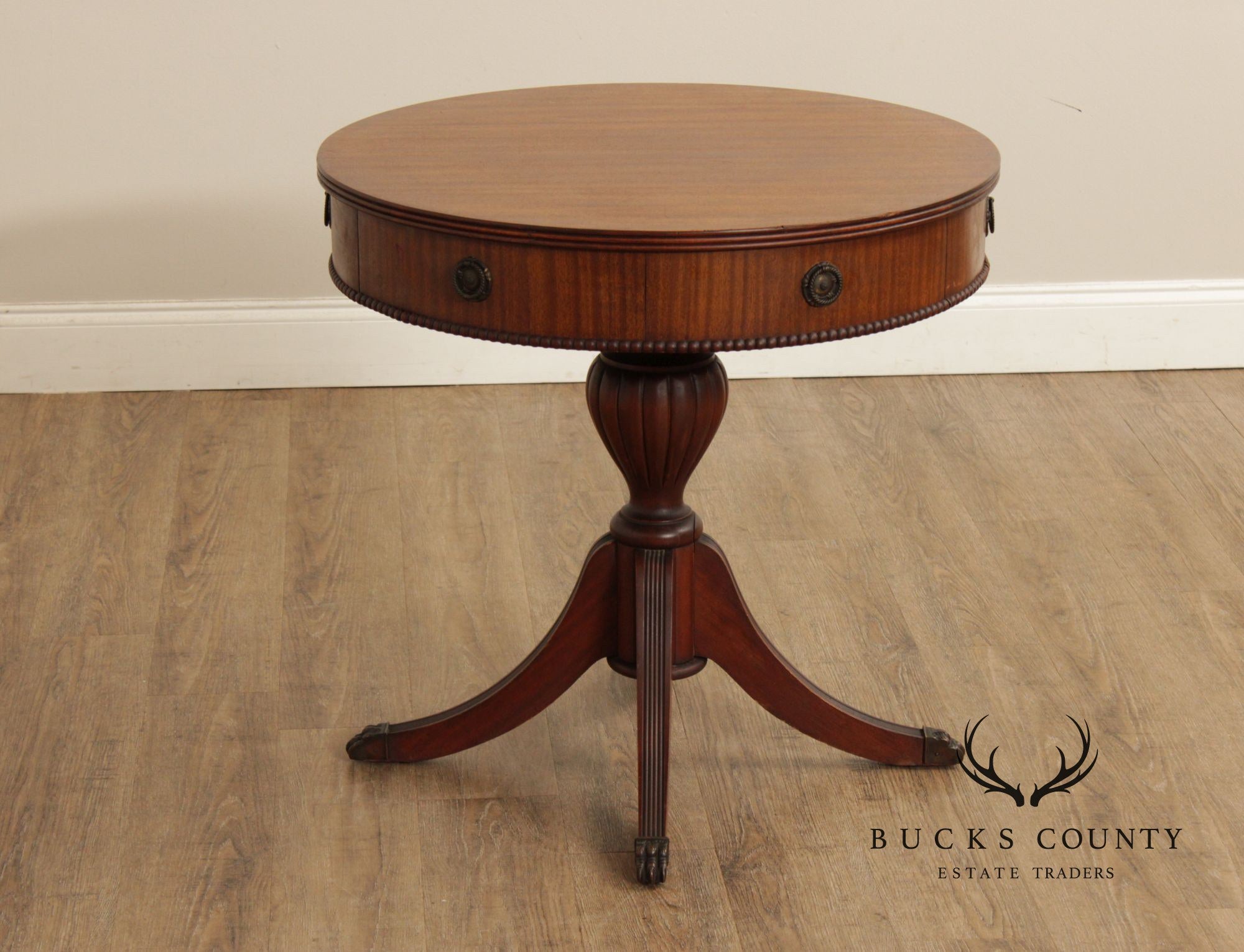 Regency Style 1940's Vintage Mahogany Drum Table