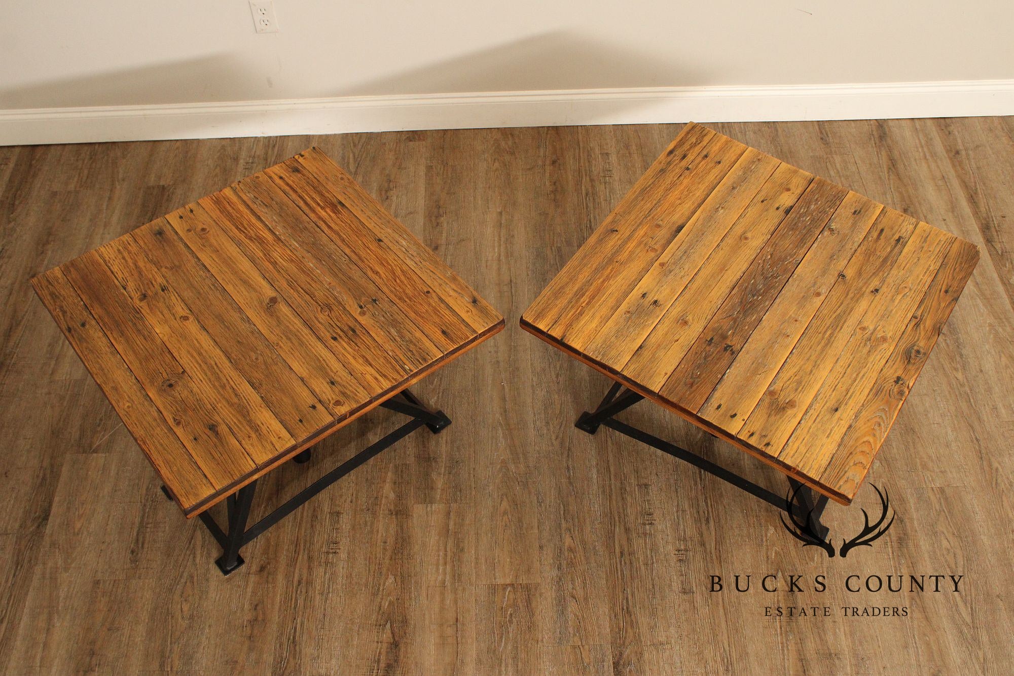 Industrial Style Pair of Adjustable Height Tables