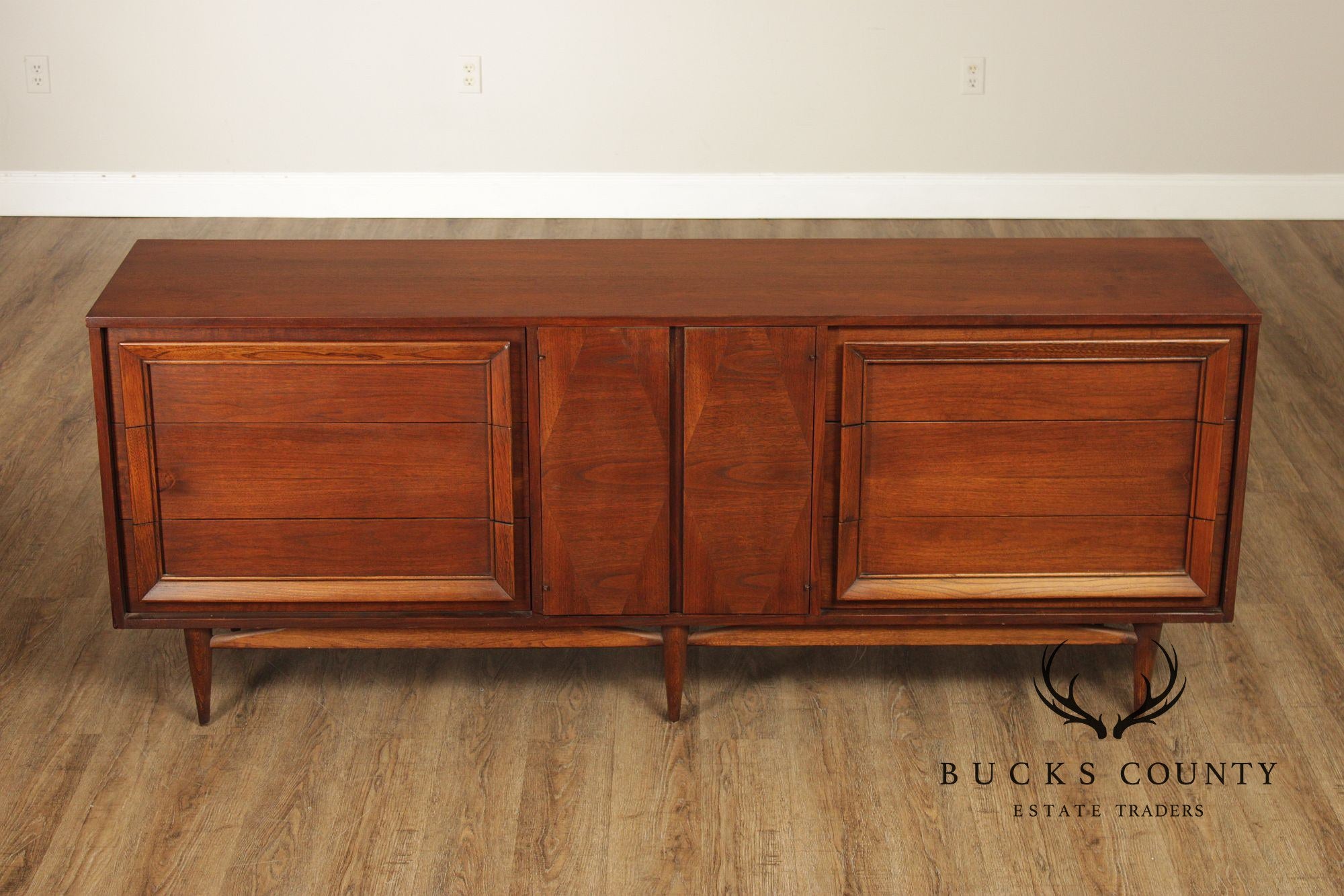 Basic Witz Mid Century Modern Walnut Triple Chest