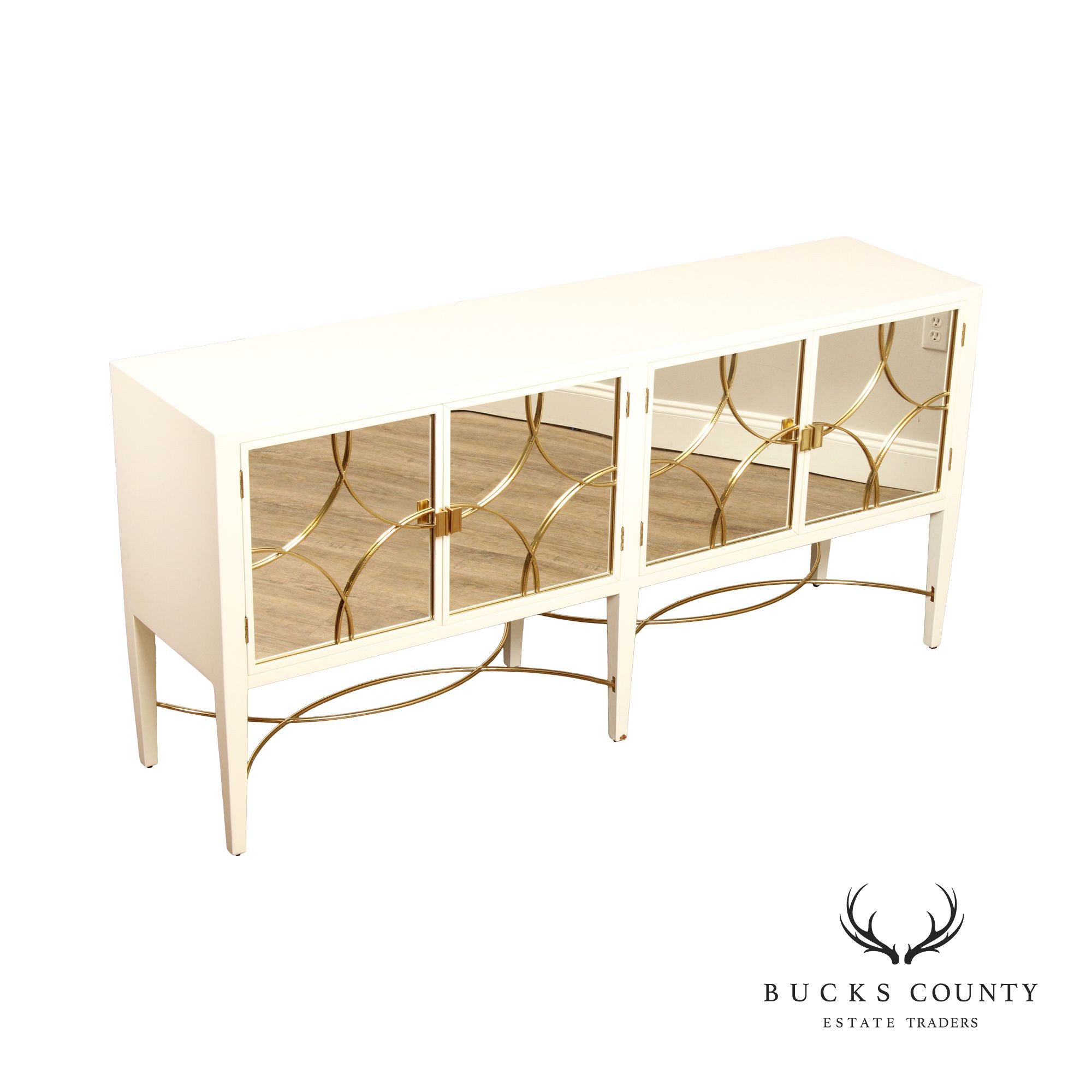 Alden Parkes Designs White Lacquer Mirror Door Sideboard Console