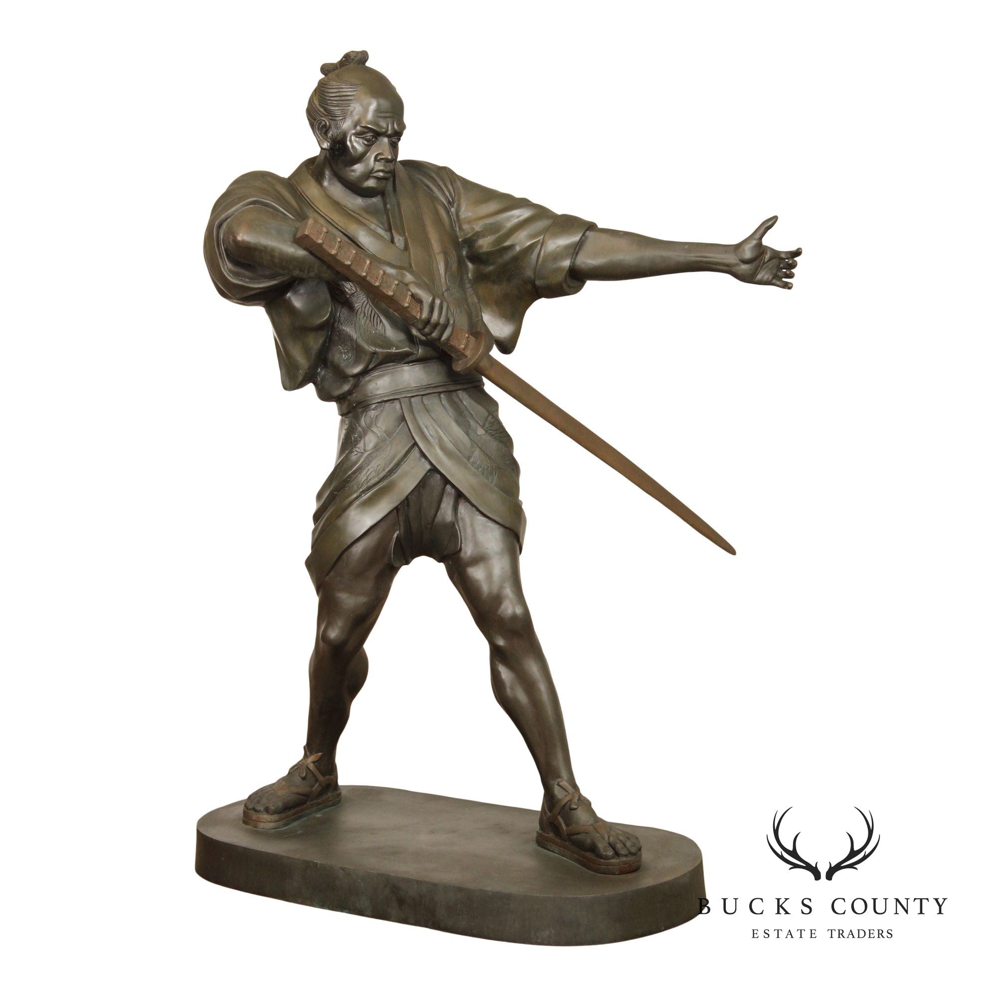 Lifesize Bronze Statue Of Samurai Warrior Miyamoto Musashi