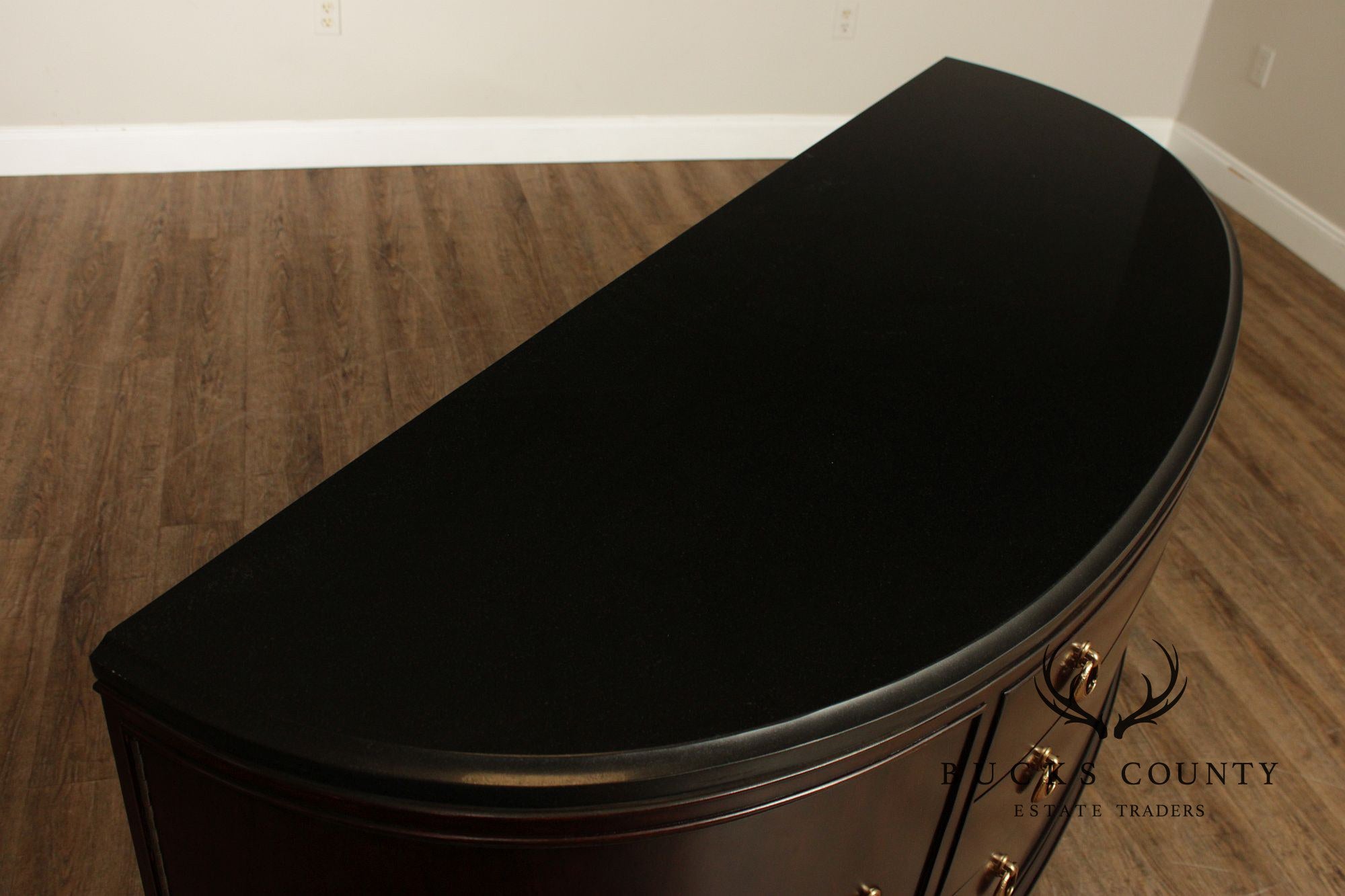 Thomasville Art Deco Style Bogart Collection Granite Top Demilune Sideboard