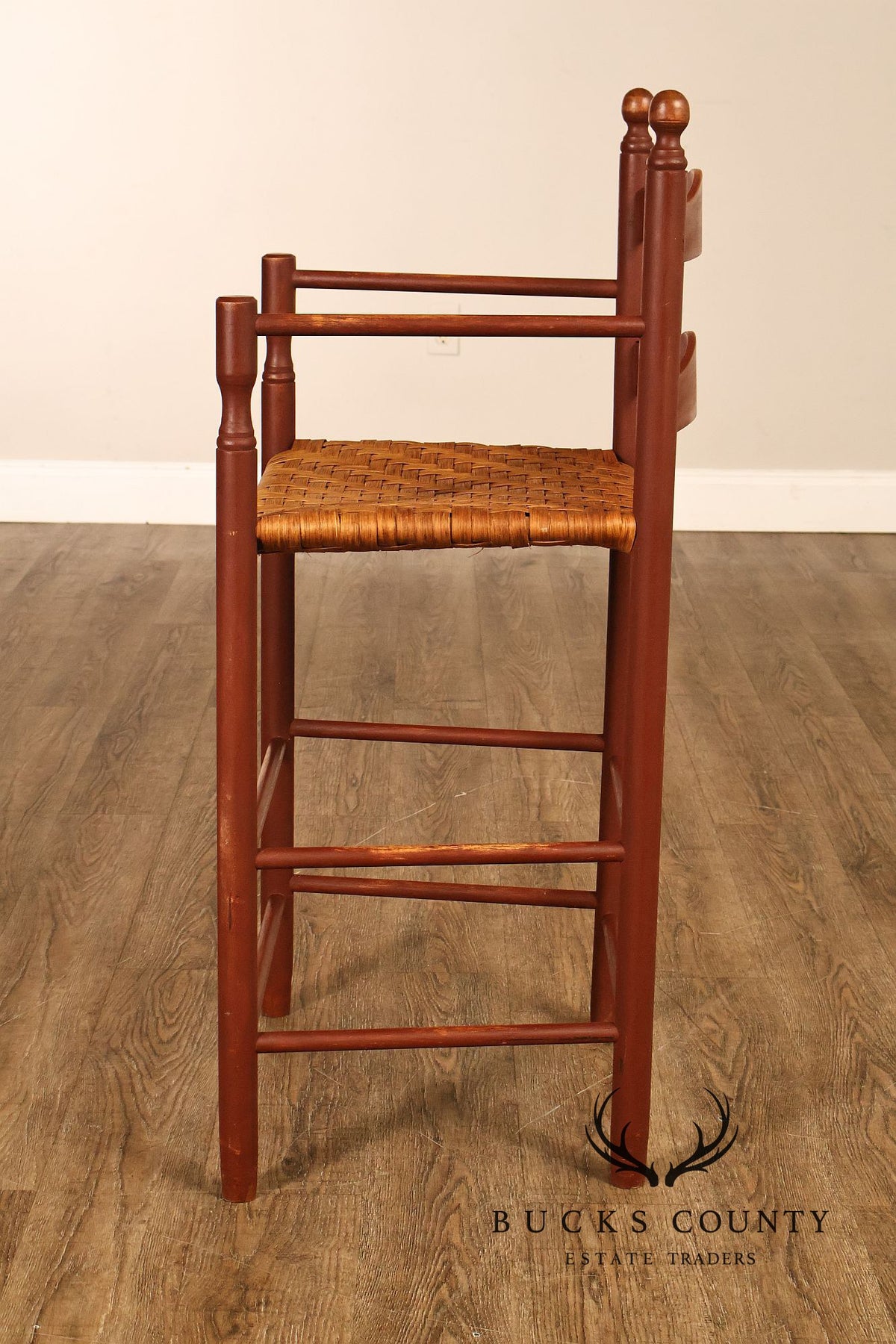 Shaker Style Pair of Rush Seat Counter Stools