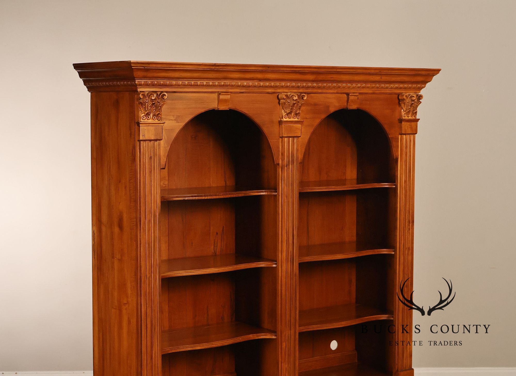 Ethan Allen 'Legacy' Maple Open Carved Library Bookcase