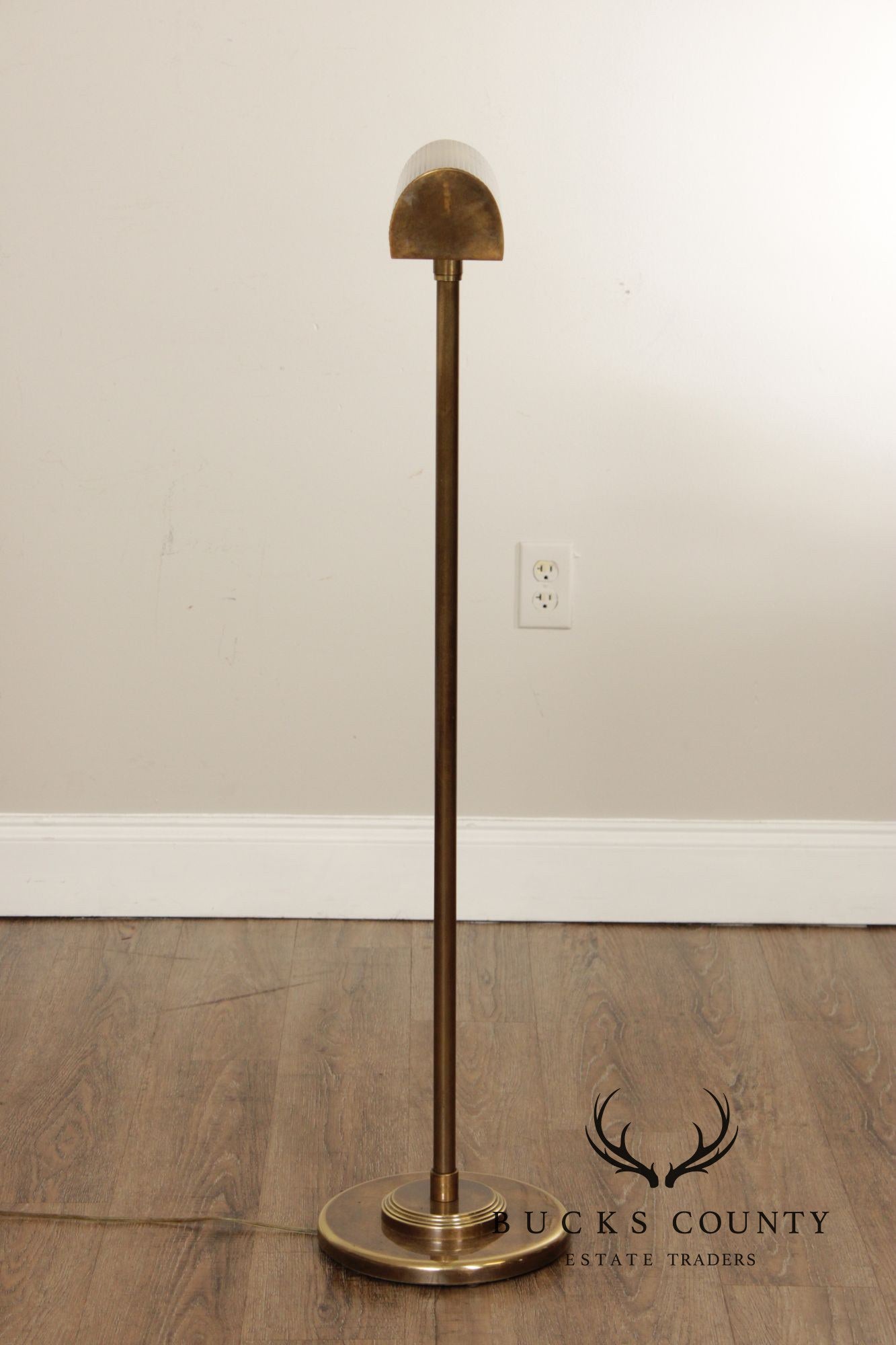 Leviton Mid-Century Modern Style Brass Adjustable Floor Lamp