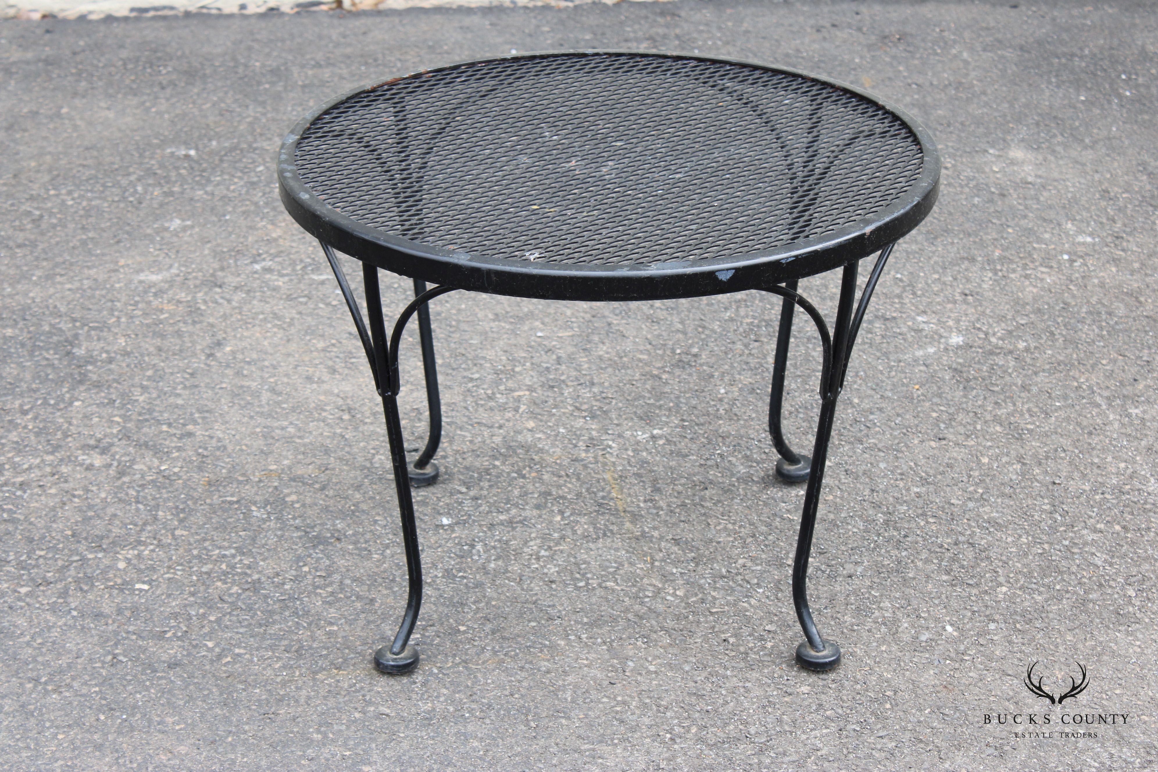 Woodard Pair of Wrought Iron Outdoor Patio Side Tables