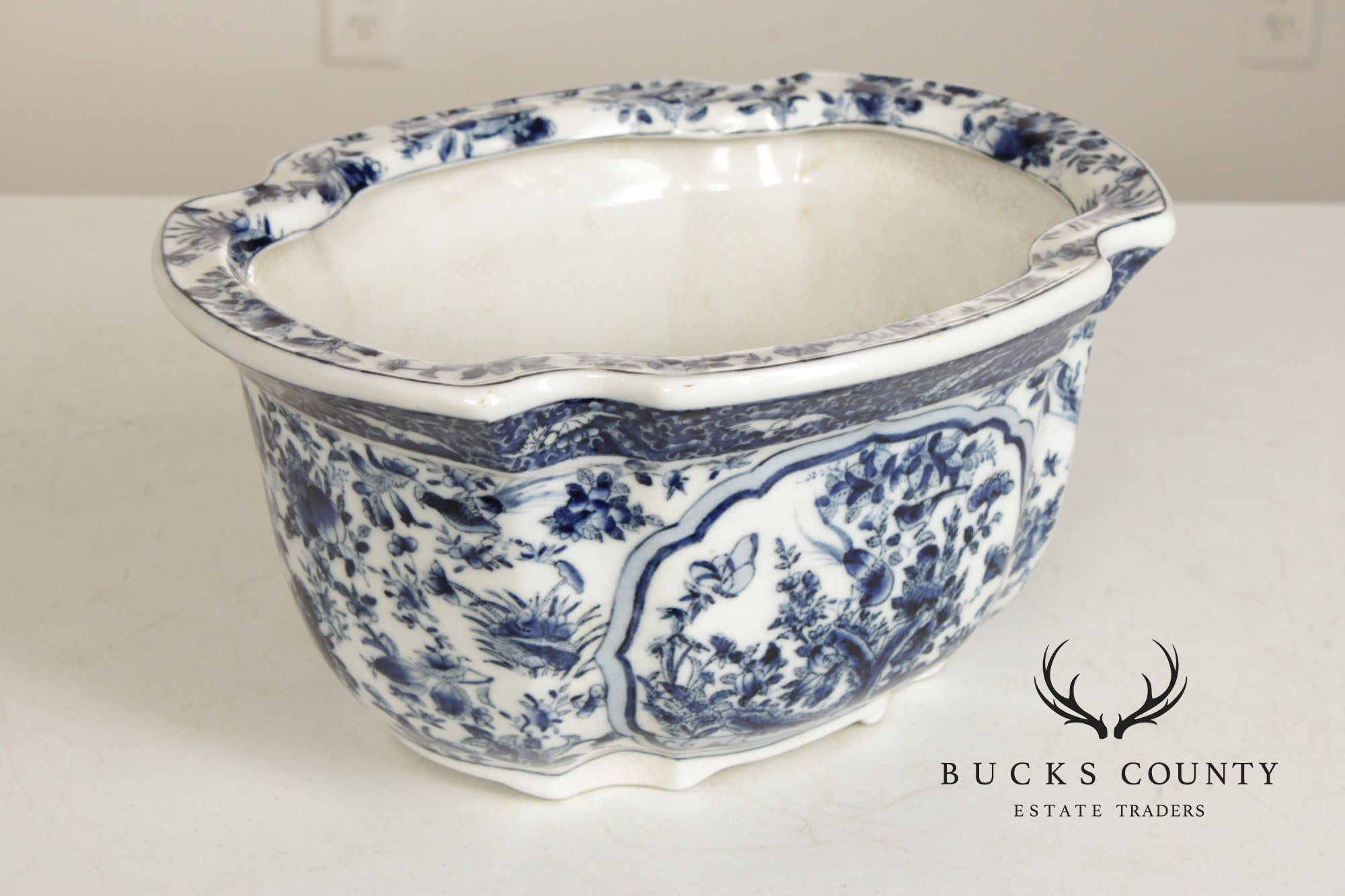 Asian Style Blue and White Porcelain Planter