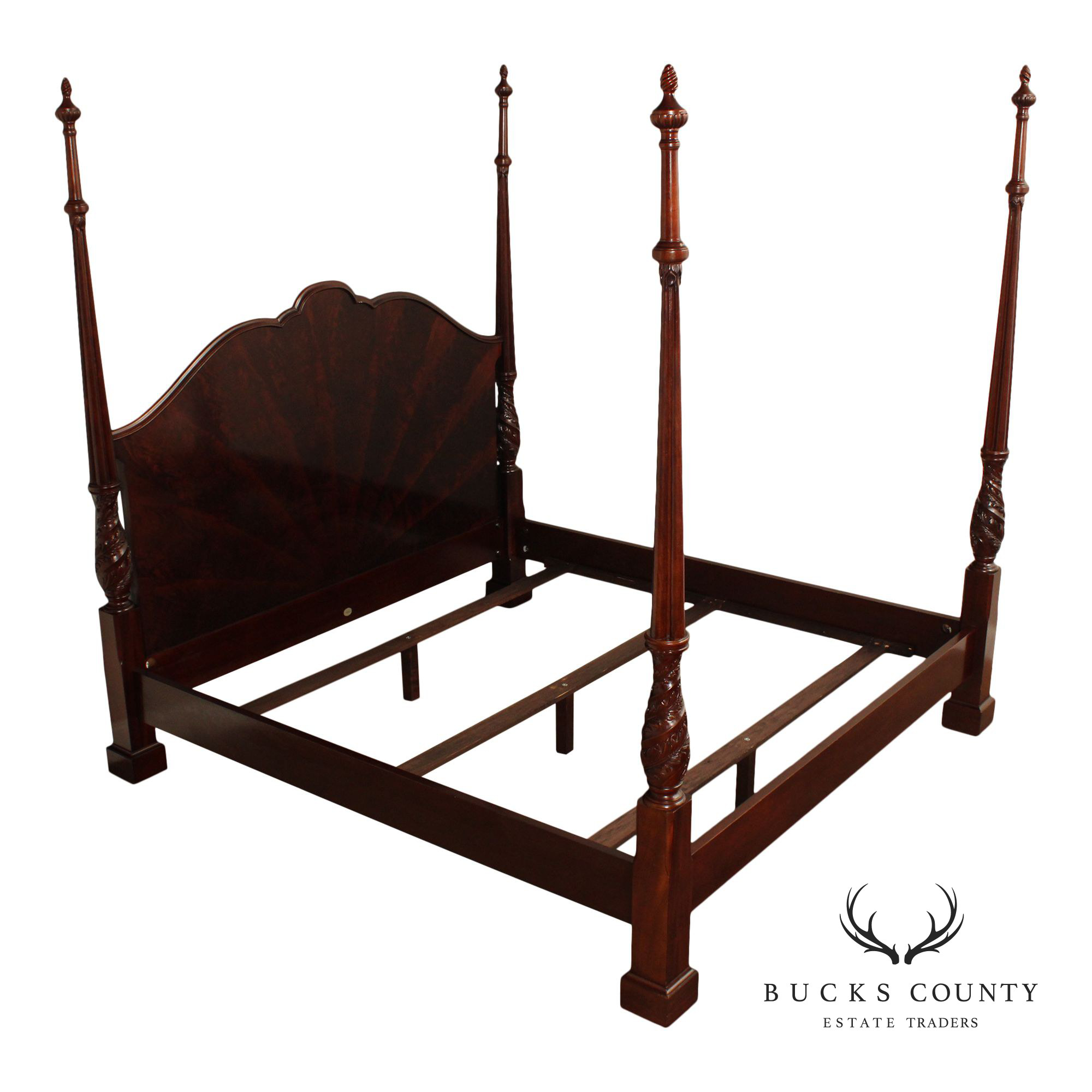 Baker Sunburst Mahogany King Size Poster Bed