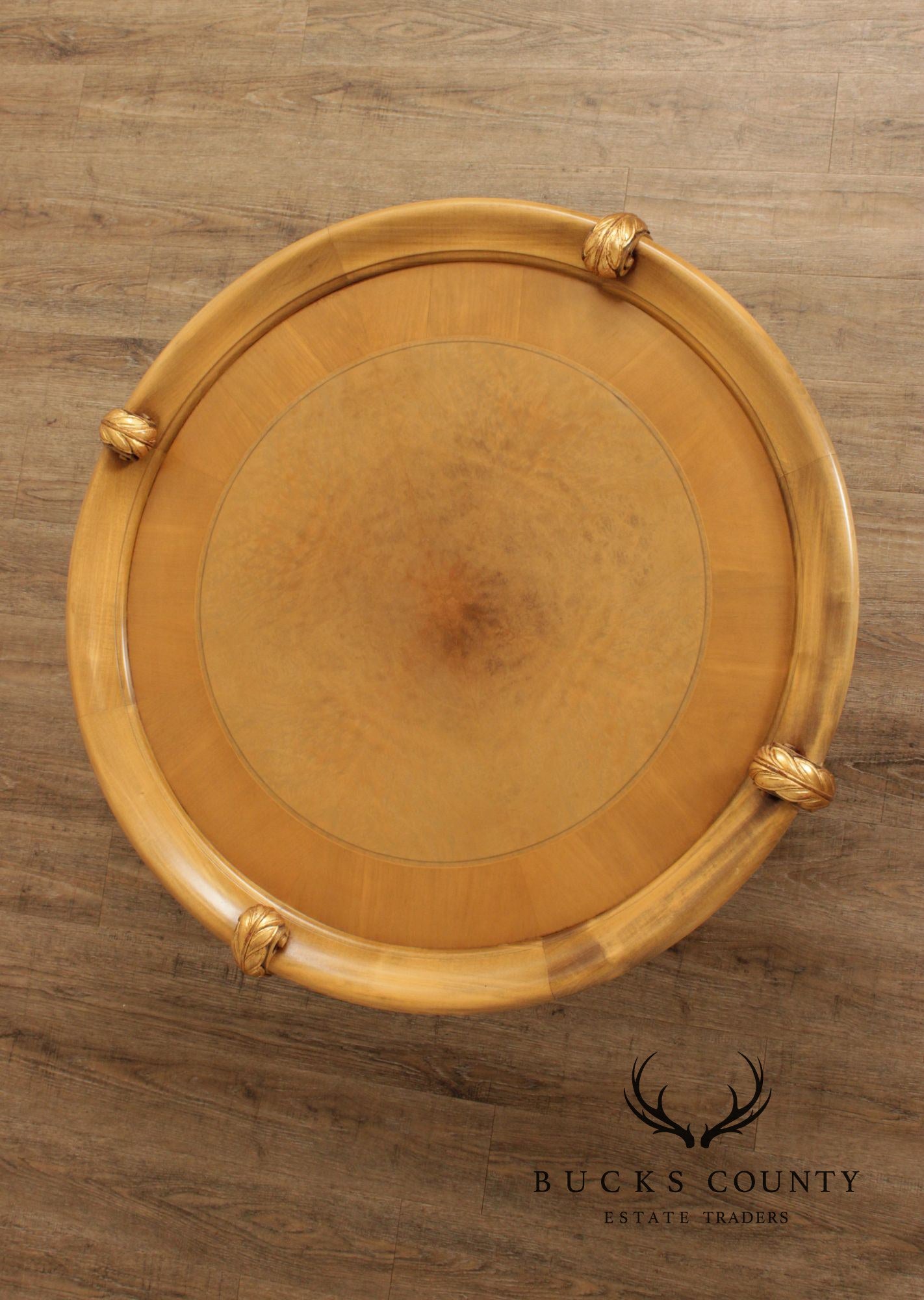 Colombo Mobili Round Italian Carved Partial Gilt Coffee Table