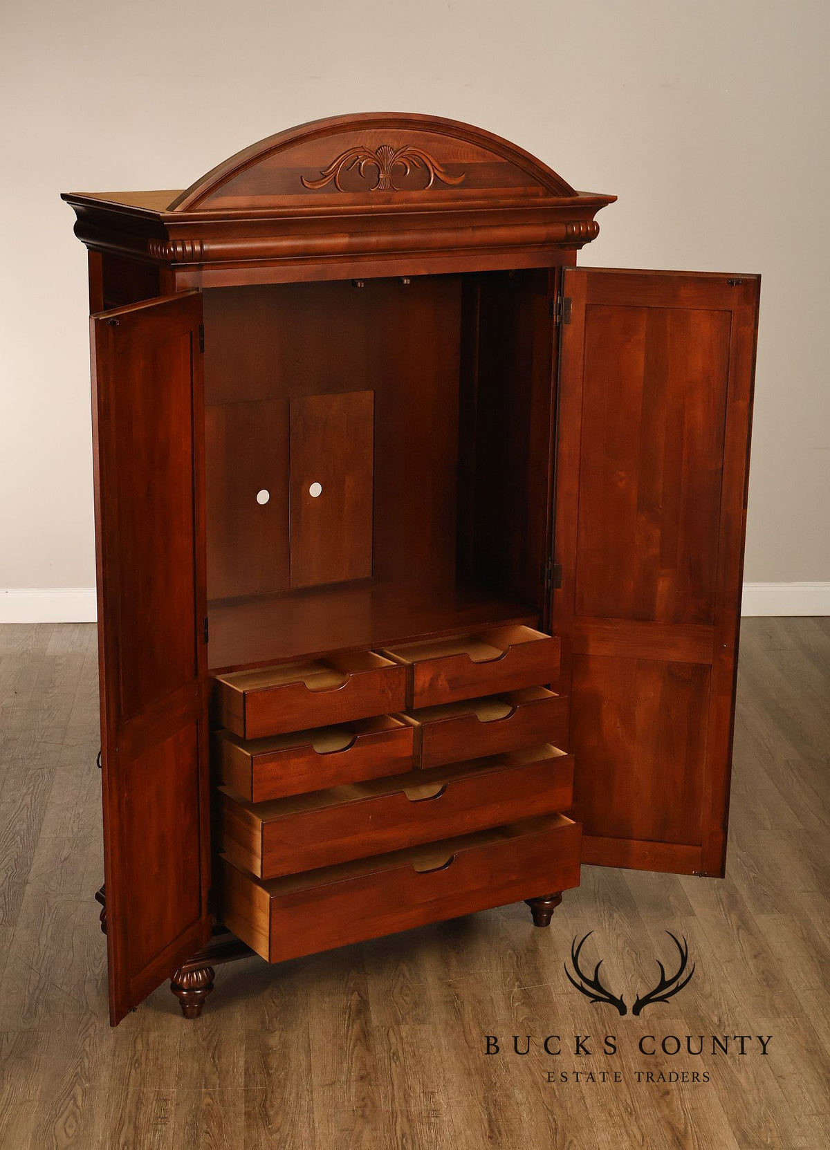 Ethan Allen 'British Classics' Carved Maple And Birch Armoire
