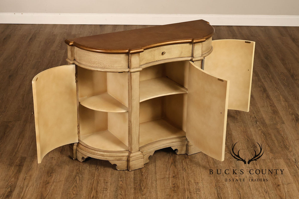 Painted Demilune Three Door Sideboard Cabinet