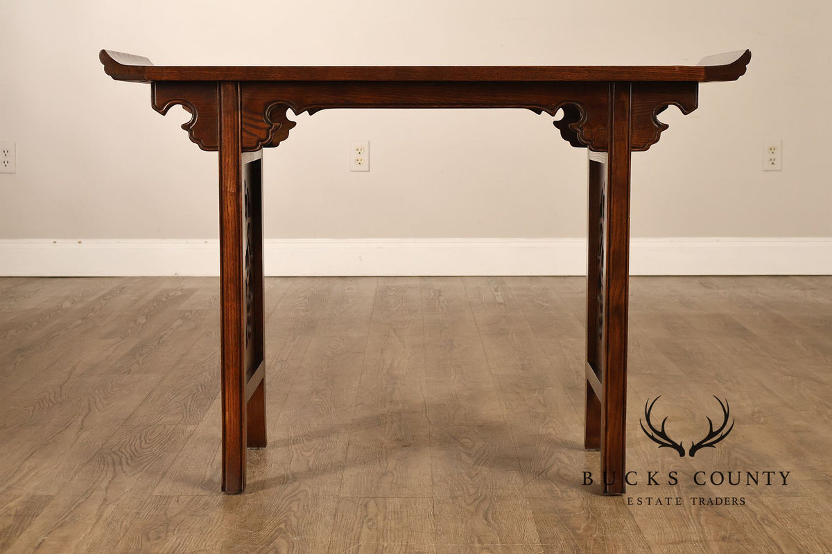 Baker Asian Style Oak Altar Console Table