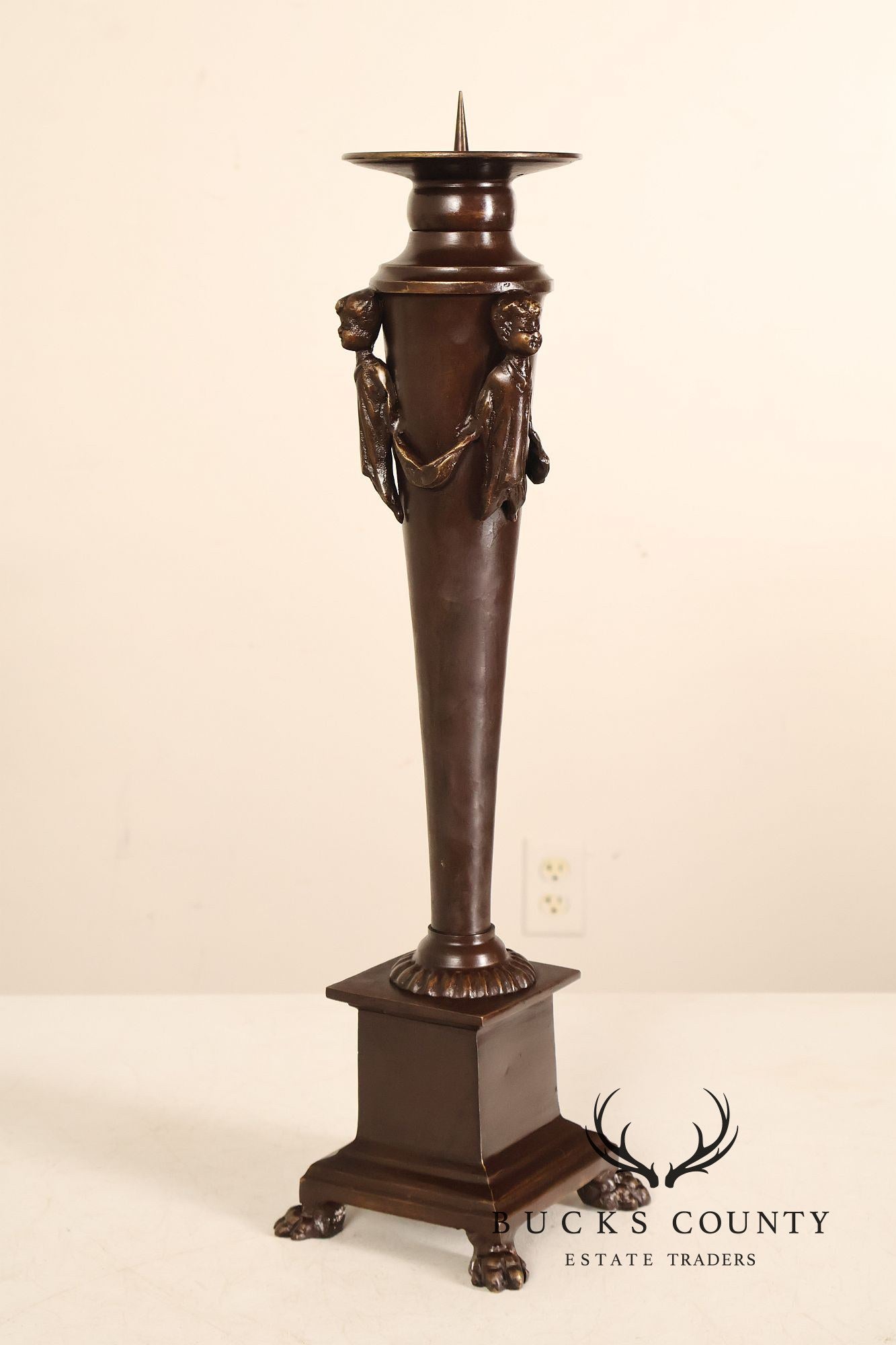 Maitland Smith Bronze Pair Of Neoclassical-Style Candlesticks