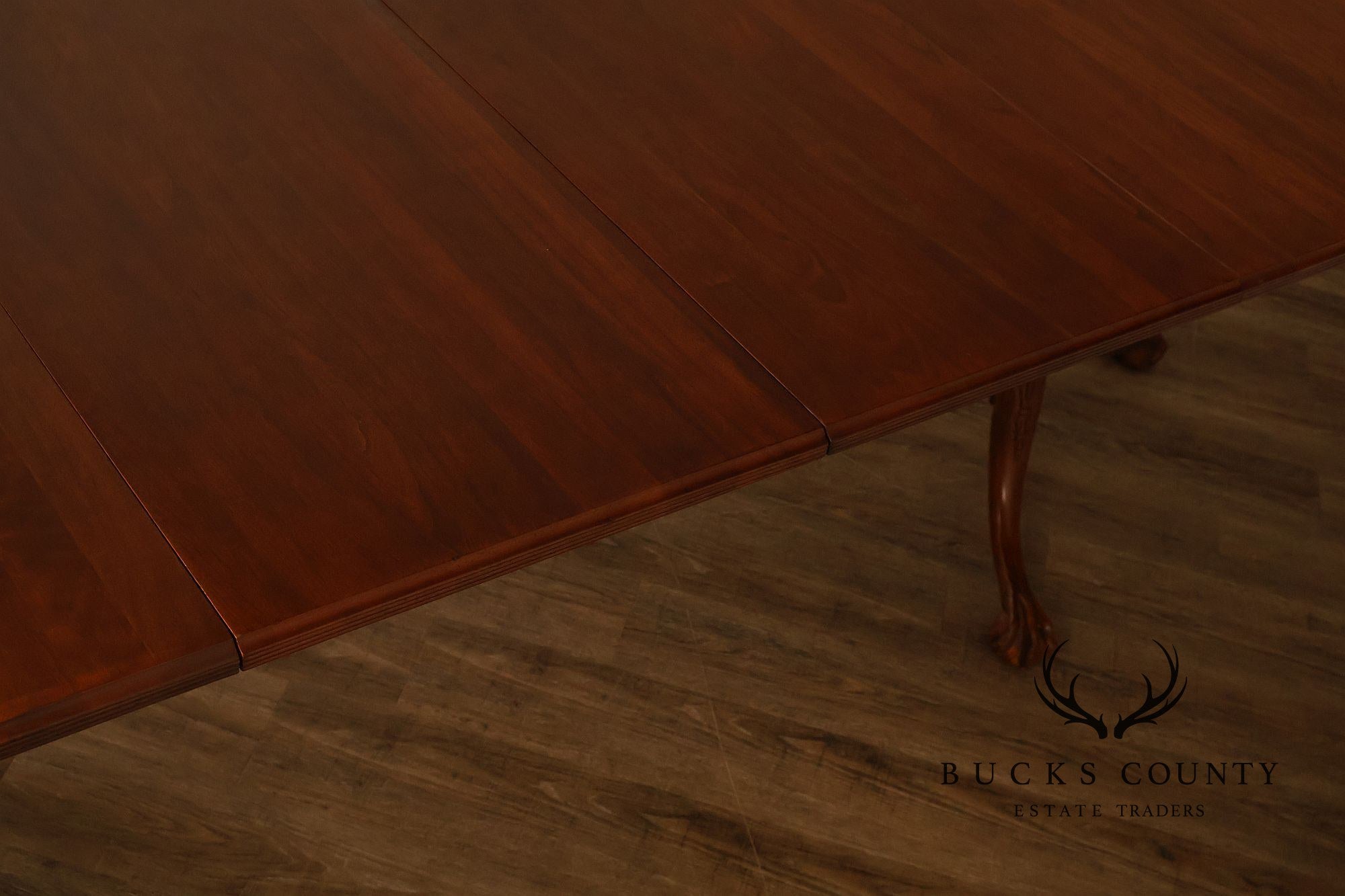 Chippendale Style Cherry Double Pedestal Extendable Dining Table