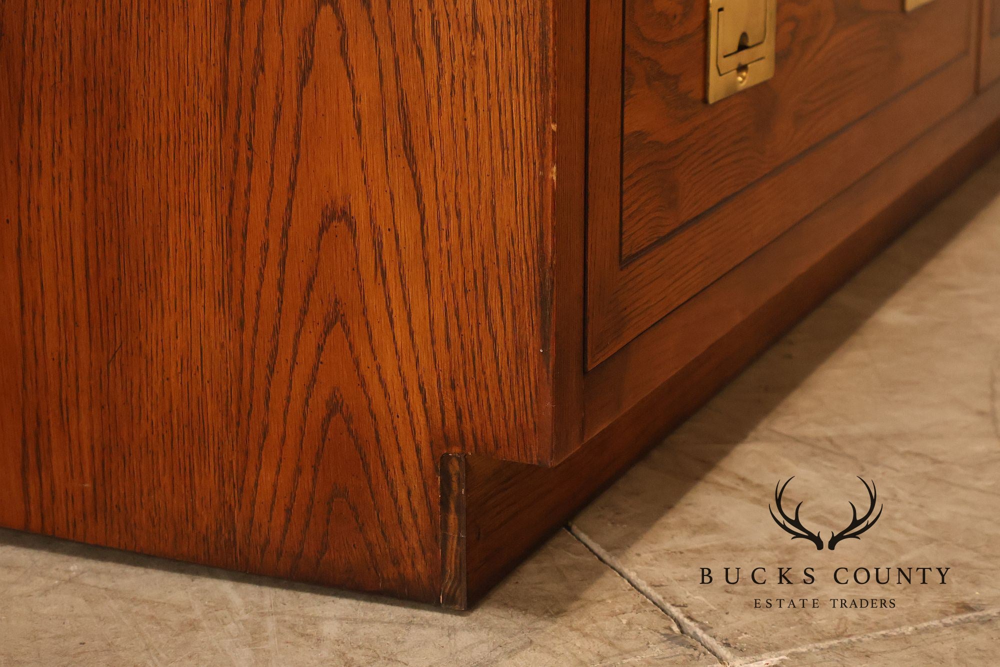 Henredon Campaign Style Oak Seven Drawer Dresser