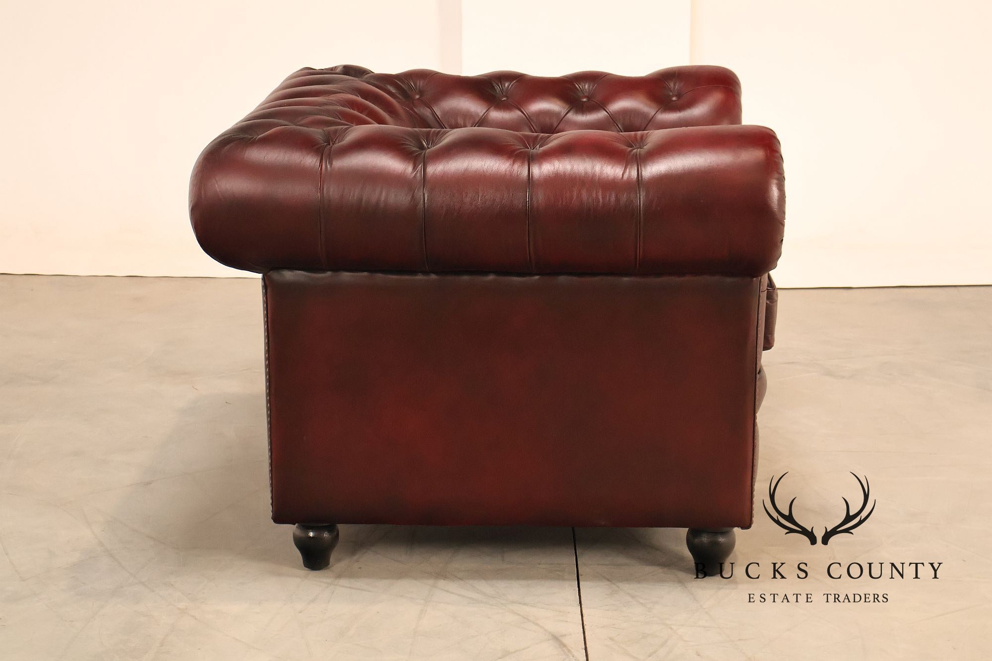 Chesterfield Style Pair of Oxford Red Leather Club Chairs