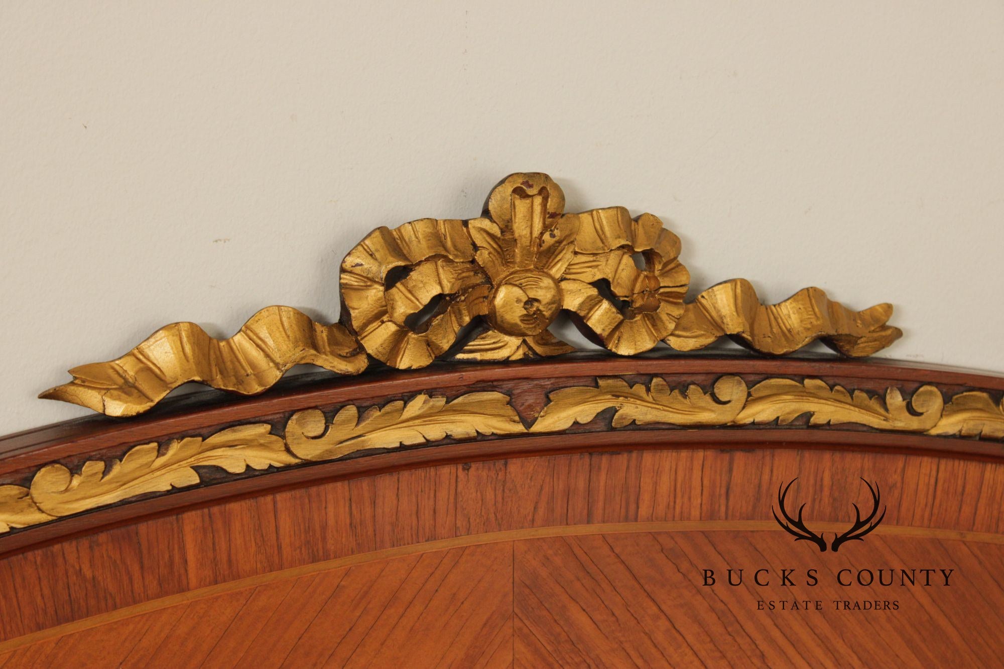 1930's French Louis XV Style Inlaid Satinwood King Headboard