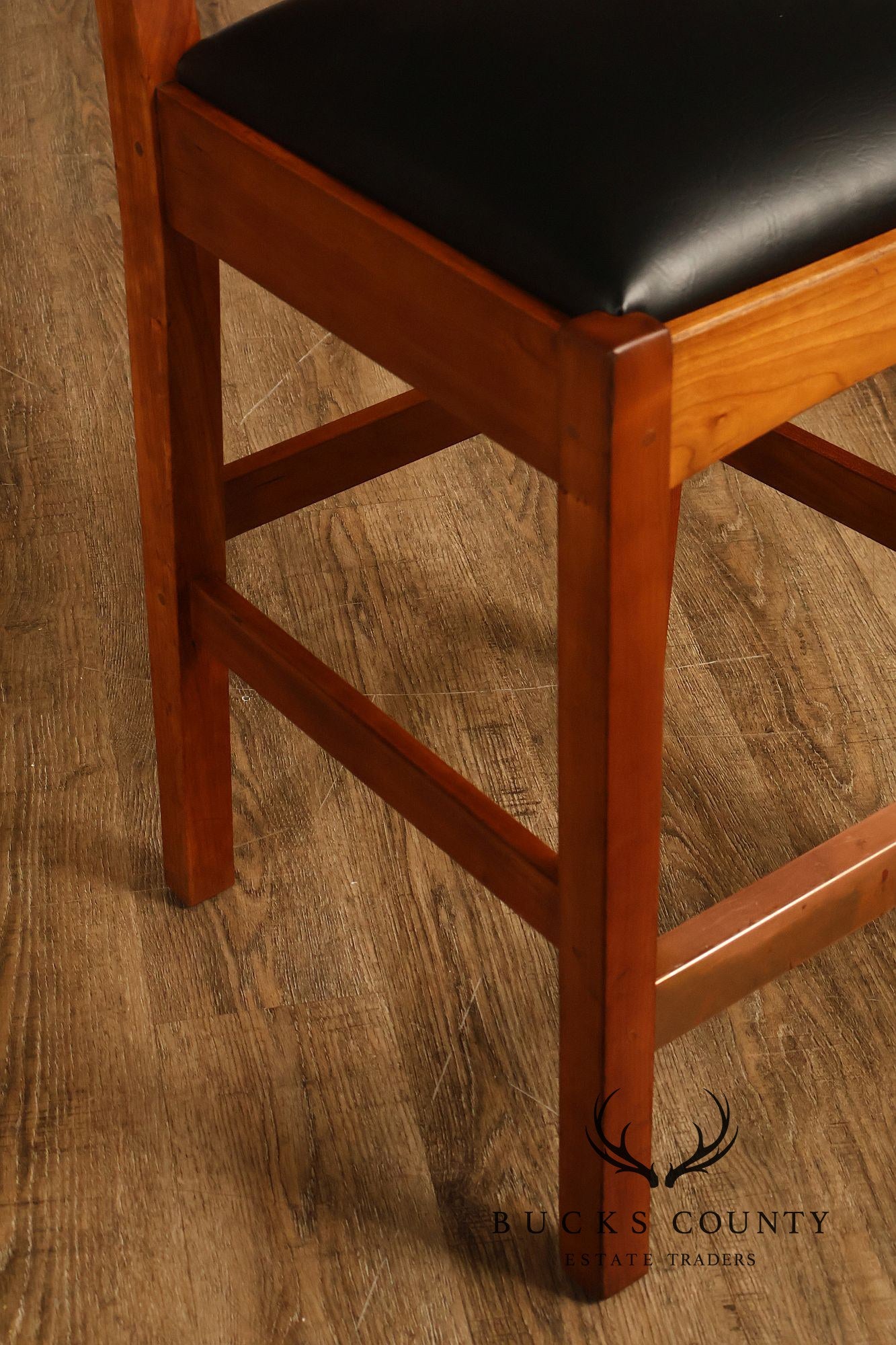 Stickley Mission Collection Cherry Upholstered Counter Height Pair of Stools