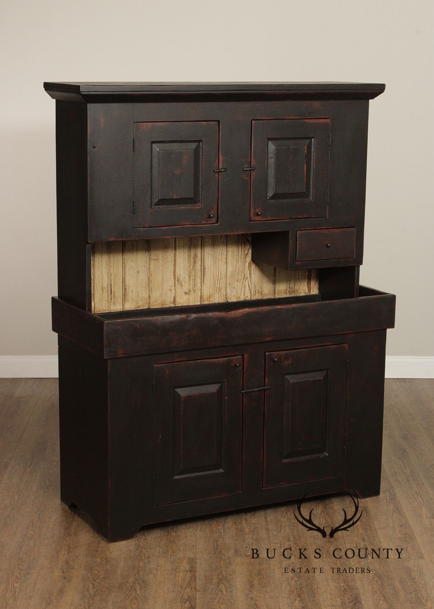 Hand Crafted Primitive Farmhouse Painted Dry Sink Hutch