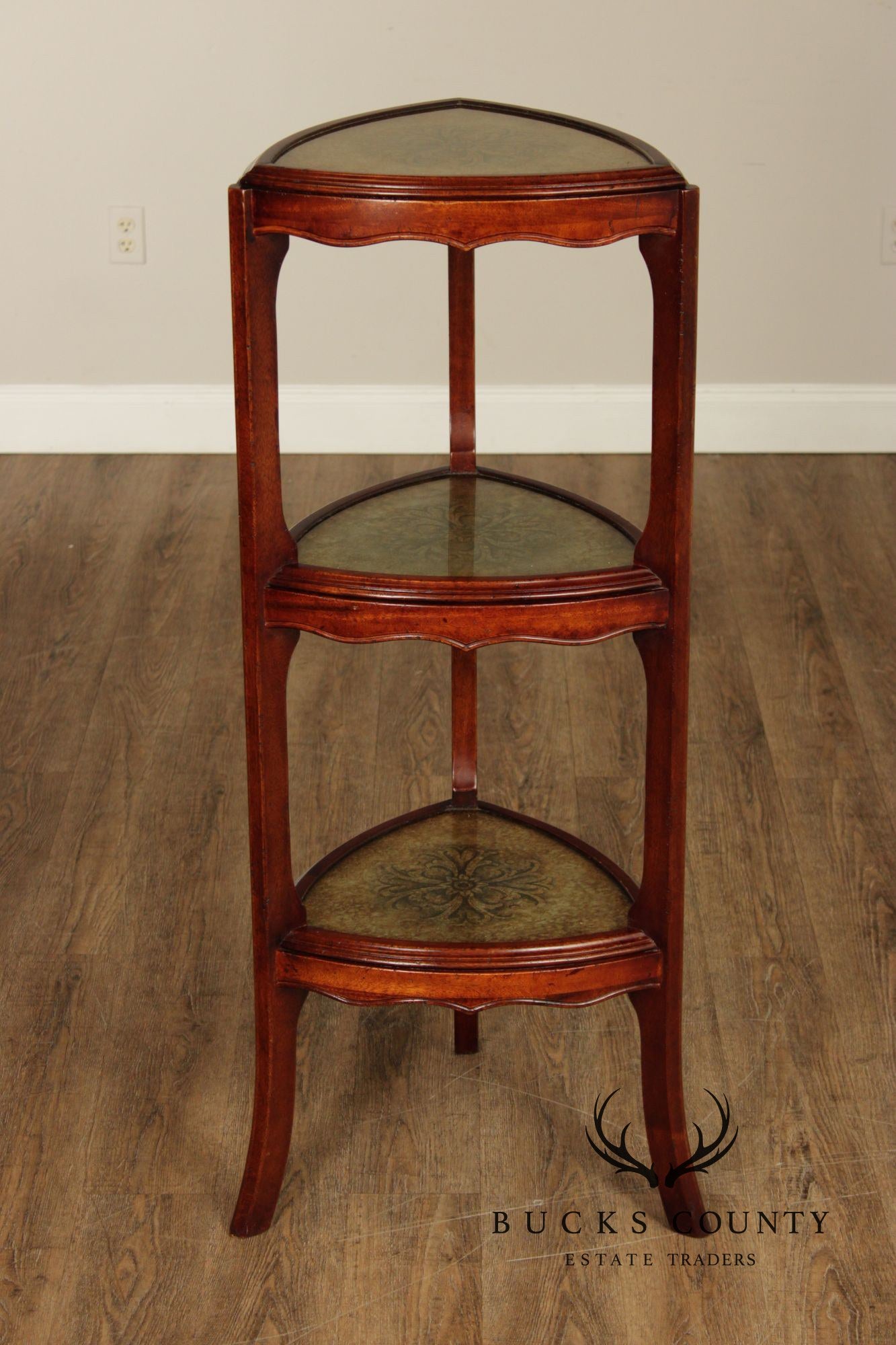 South Cone Regency Style Eglomise Three Tier Etagere Stand