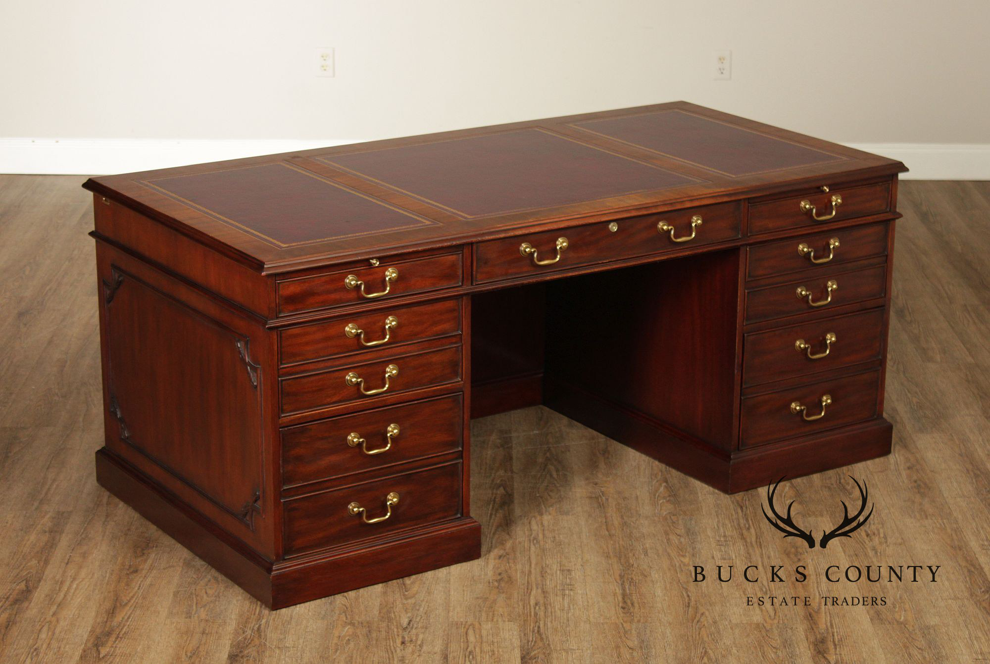 Henkel Moore Henkel Harris Mahogany Leather Top Executive Desk