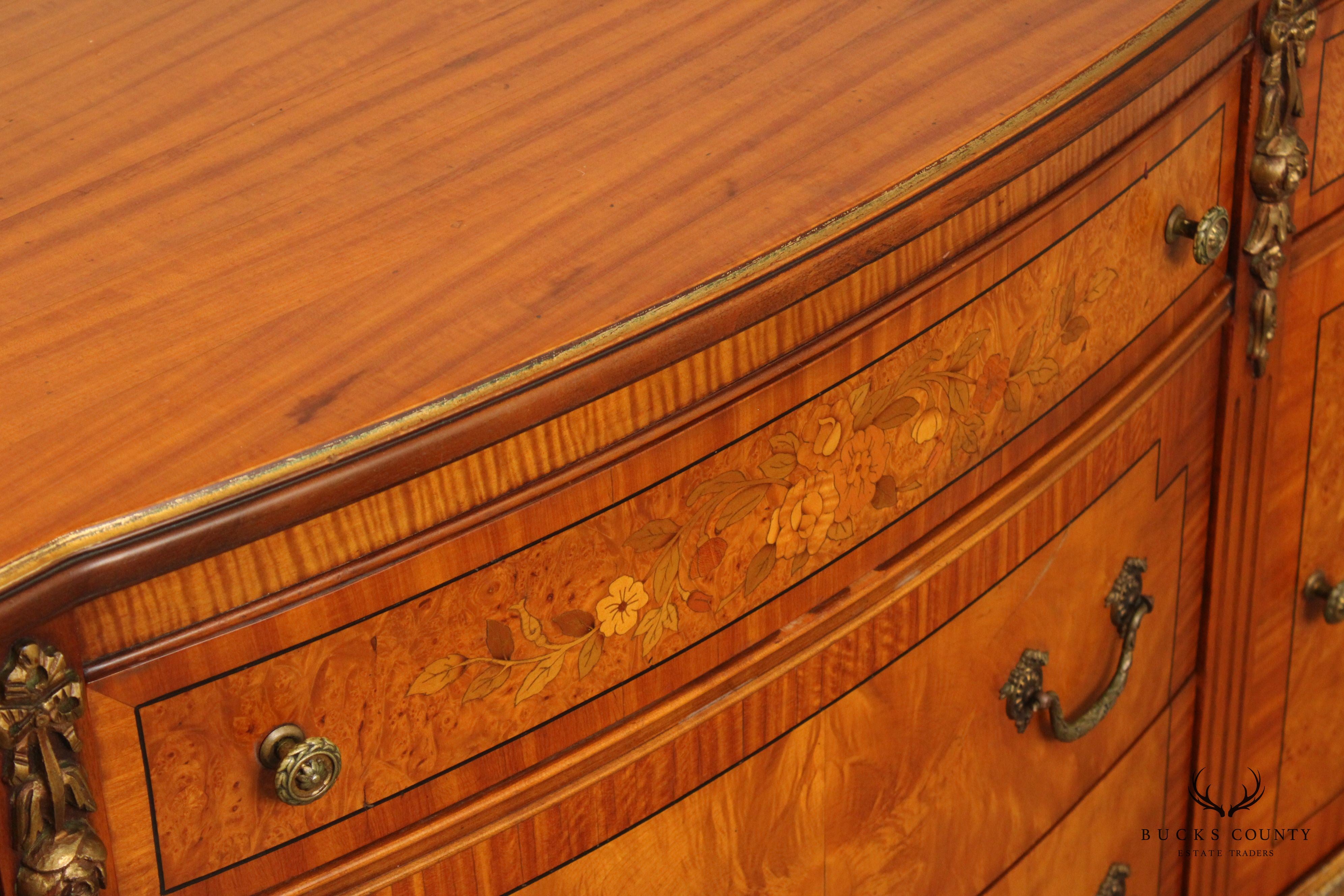 1930's French Napoleon III Style Marquetry Inlaid Dresser By John Stuart