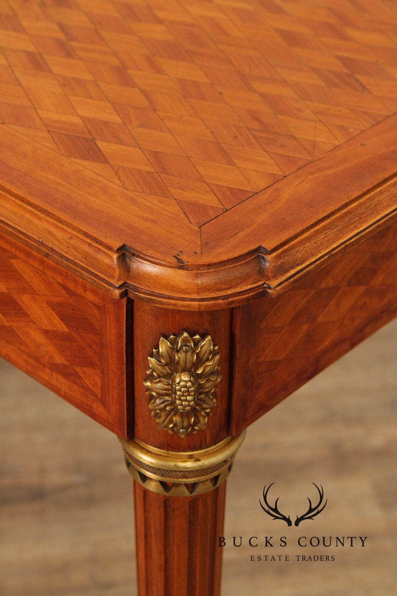 French Louis XVI Style Antique Parquetry Writing Table